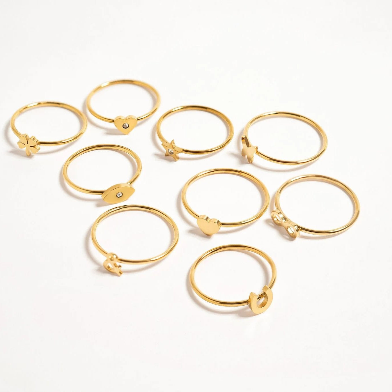 18K Gold PVD Stainless Steel CZ Stone Star Symbol Ring