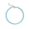 Turquoise Tennis Bracelet - Stainless Steel Rhinestone Chain With Extender