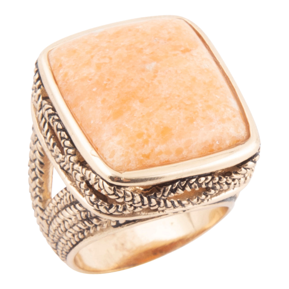 Yellow Agate and Golden Statement Ring