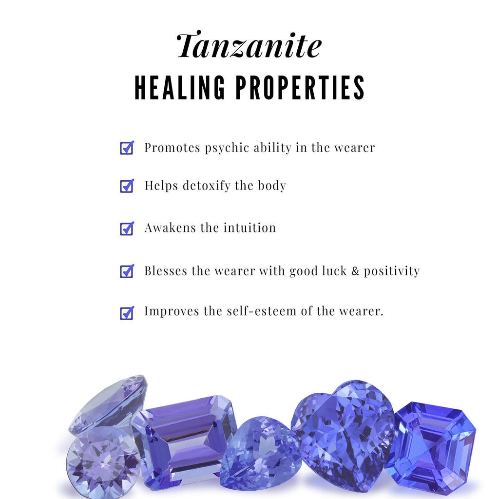Real Tanzanite Diamond Promise Ring with Bypass Shank