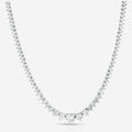 Created Moissanite Necklace – 15 Carat Graduated Tennis Necklace in 14K Gold Over Brass