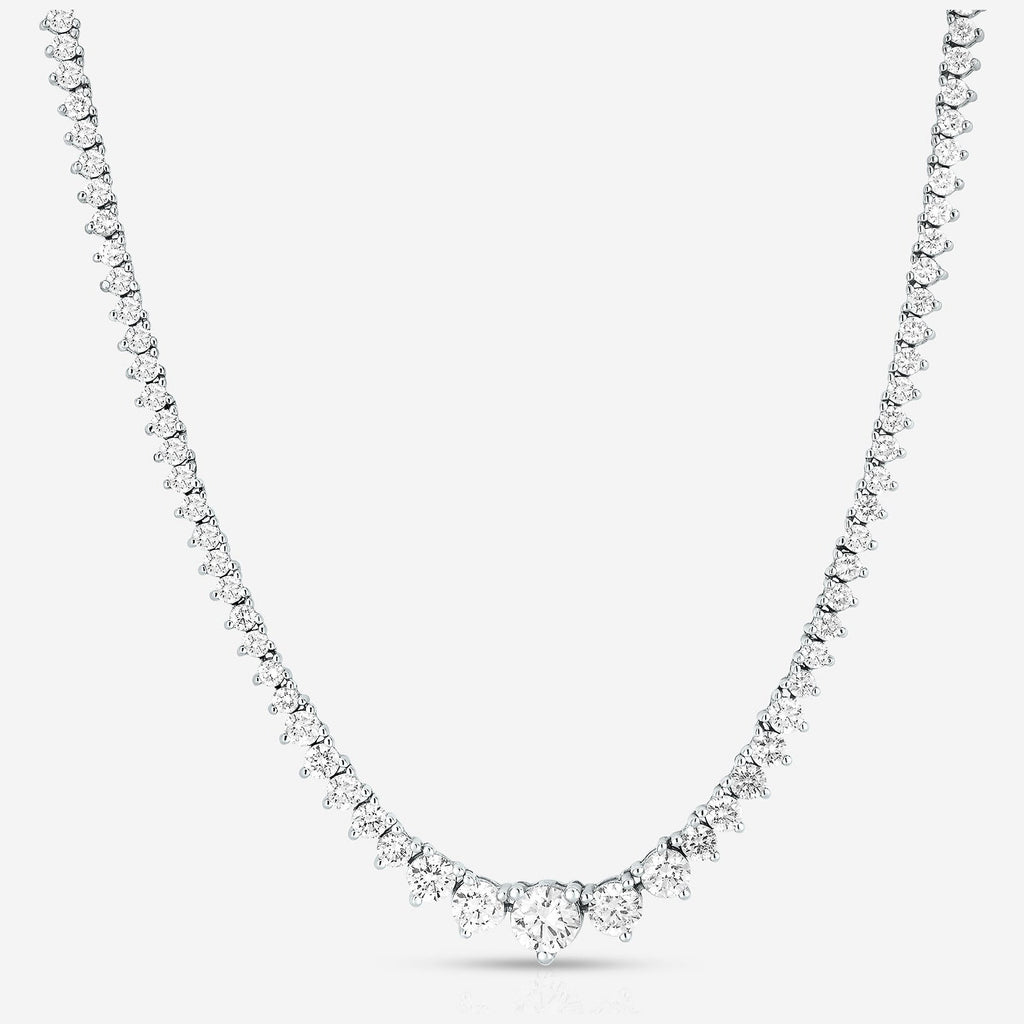 White Sapphire Necklace – 20 Carat Graduated Tennis Necklace | 14K Gold Over Brass