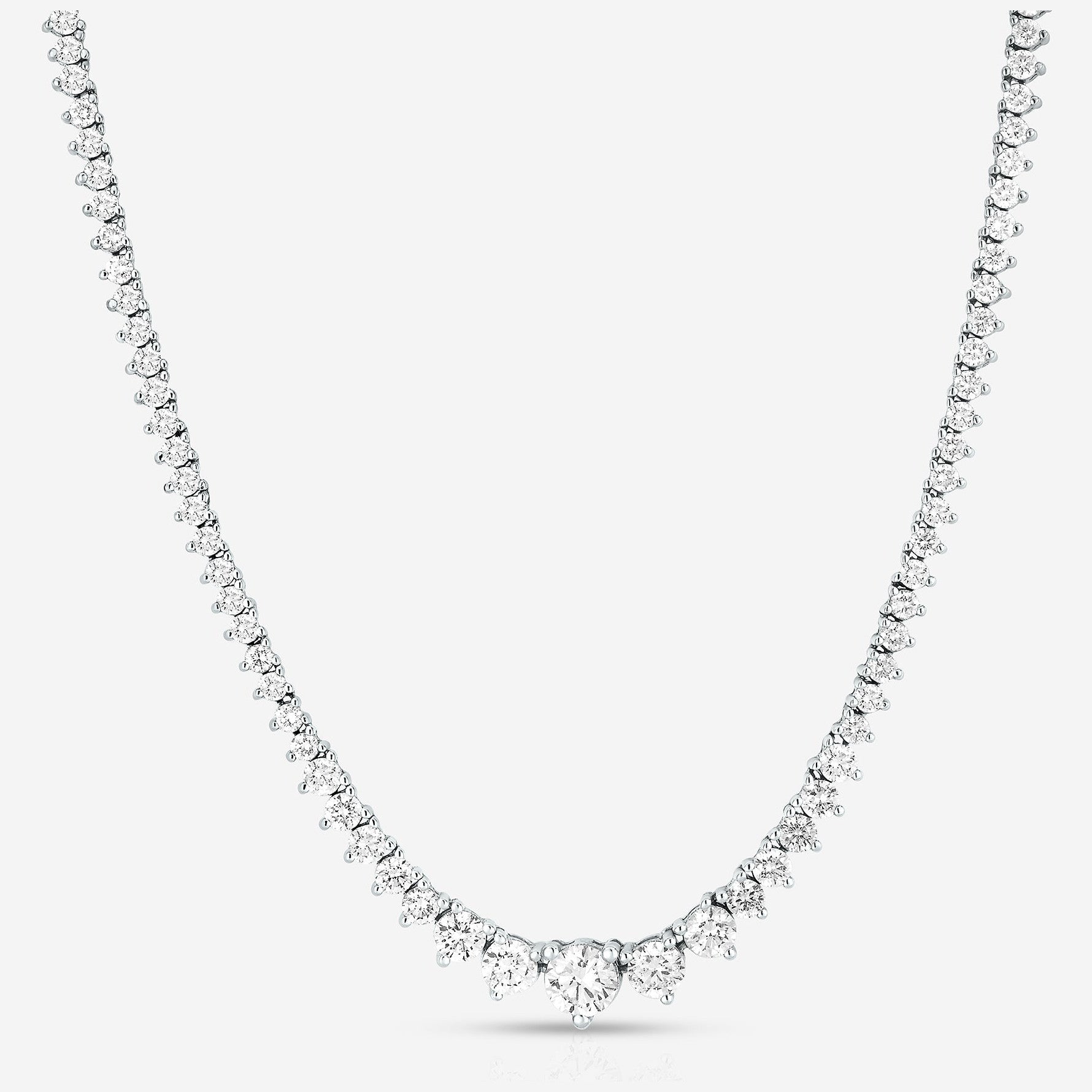 White Sapphire Necklace – 20 Carat Graduated Tennis Necklace | 14K Gold Over Brass