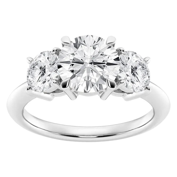 Lab Grown Diamond Ring – 2 Carat Three Stone Engagement Ring | 14K White Gold