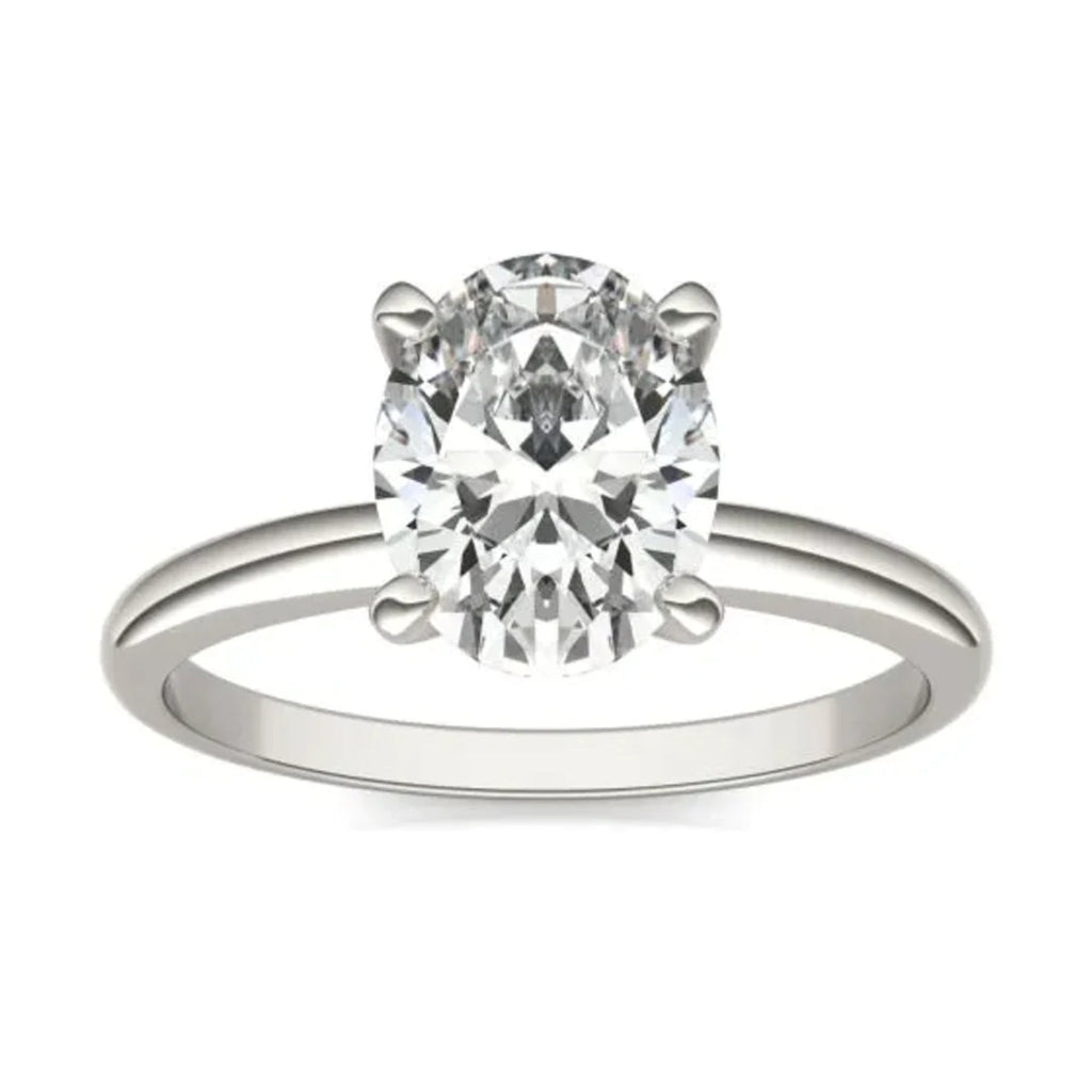 Lab Grown Diamond Ring – 2 Carat Oval Solitaire Engagement | 14K White Gold Band