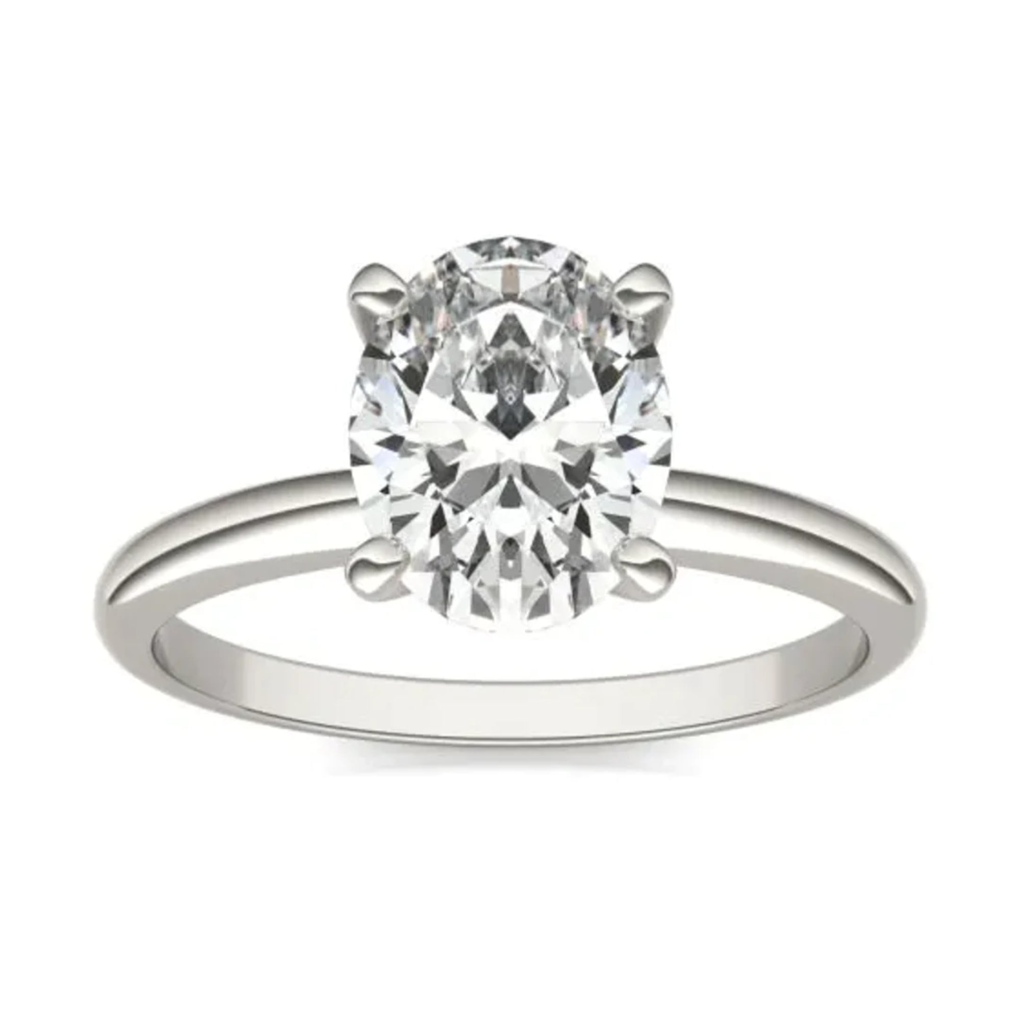 Lab Grown Diamond Ring – 2 Carat Oval Solitaire Engagement | 14K White Gold Band
