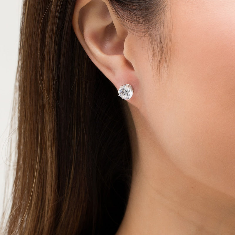 Lab Grown Diamond Earrings – 3.50 Carat Round Cut Studs | 14k Gold Push Back Closures