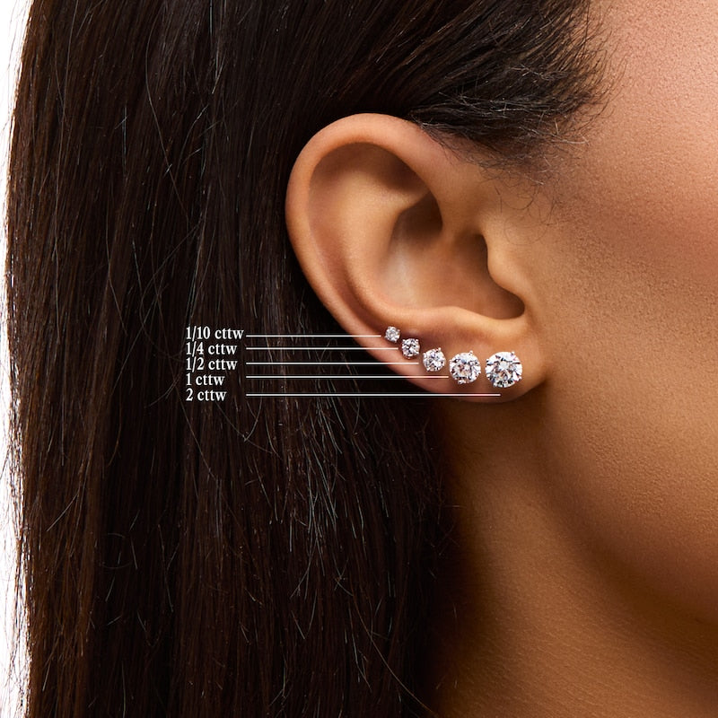 Lab Grown Diamond Earrings – 3.5 Carat Round Studs | 14k Gold, AGI Certified