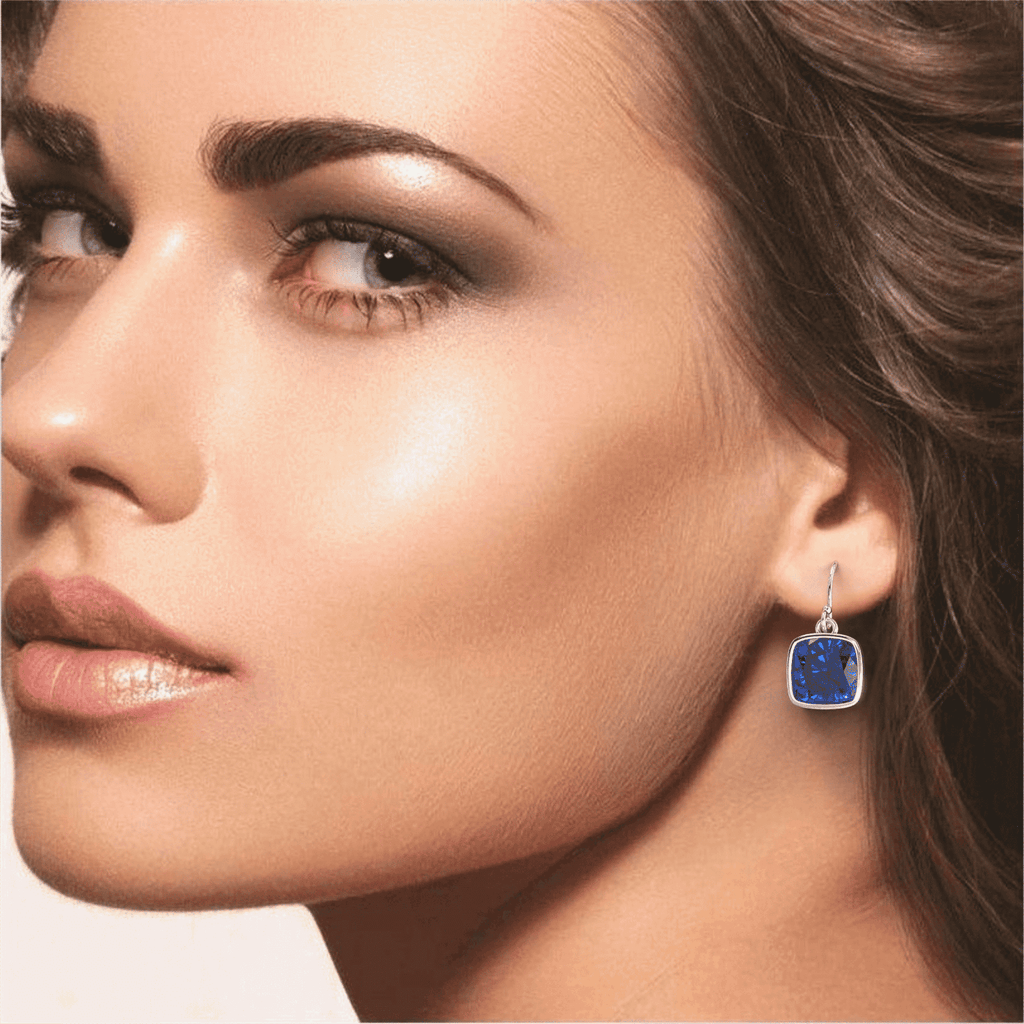 Blue Sapphire Drop Earrings – 4.50CTW Lab Grown Sapphires | Sterling Silver Jewelry