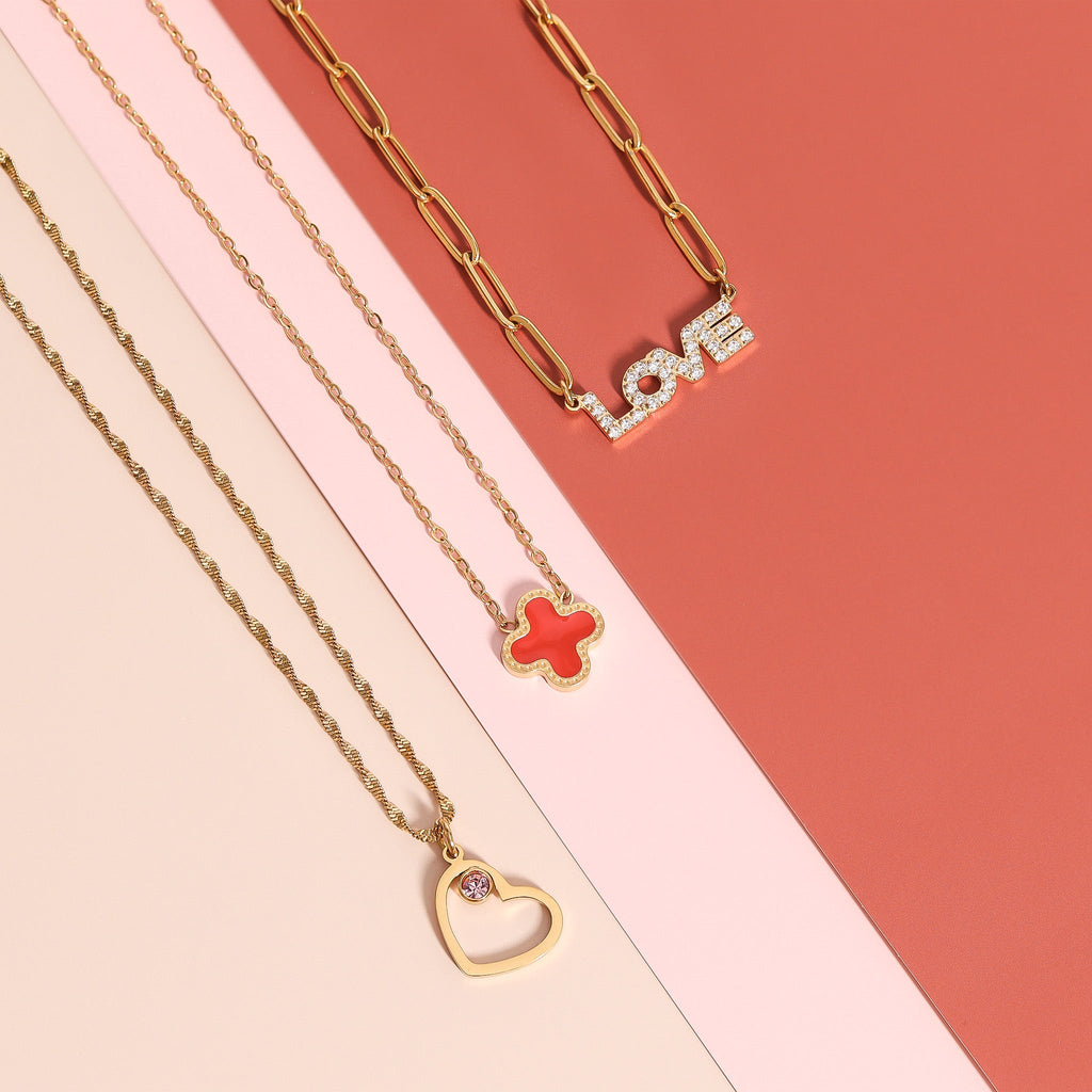 Birthstone Heart Charm – 18K Gold Plated Stainless Steel Cubic Zirconia Accent