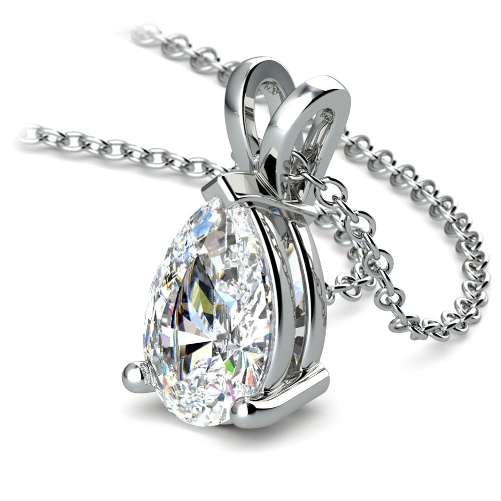 Lab-Grown Diamond Pendant – 2.00 CTW Pear Cut Diamond | 14K White Gold, AGI Certified