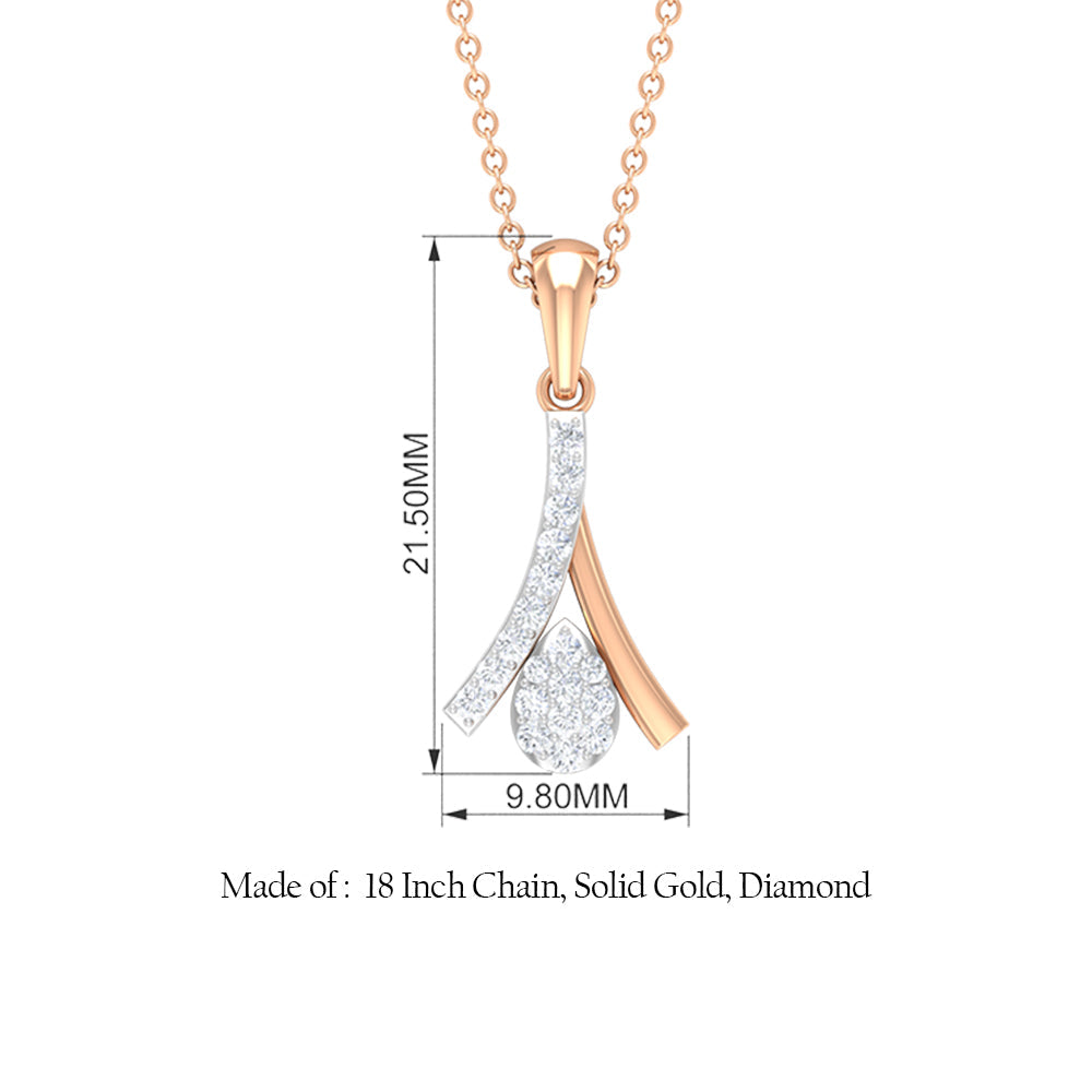 Diamond Cluster Necklace - Round Cut Diamonds Pave Setting Pendant