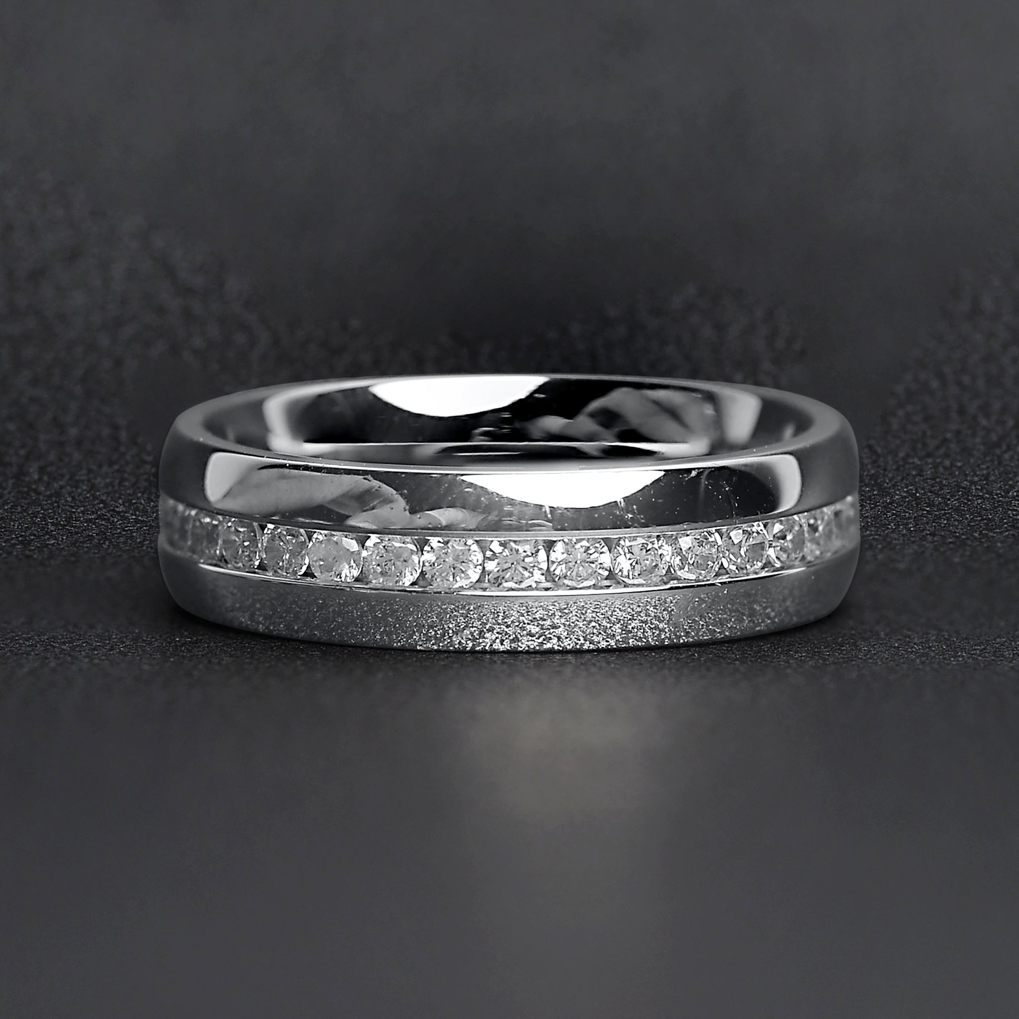 Stainless Steel CZ Ring – Durable 316L Surgical Steel Band With Channel Set CZ