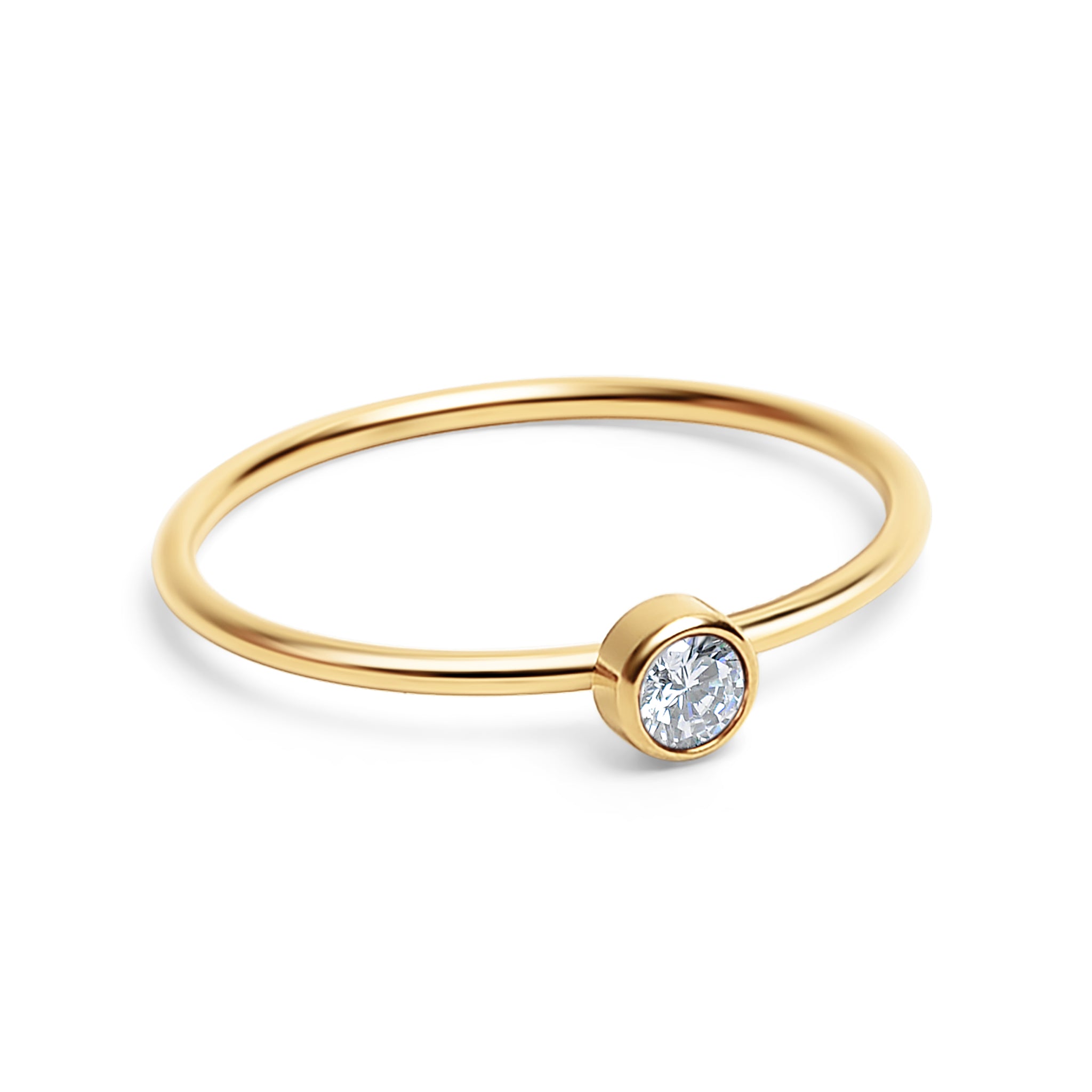 Birthstone Stacking Ring – 18K Gold PVD Stainless Steel | Hypoallergenic Daily Wear