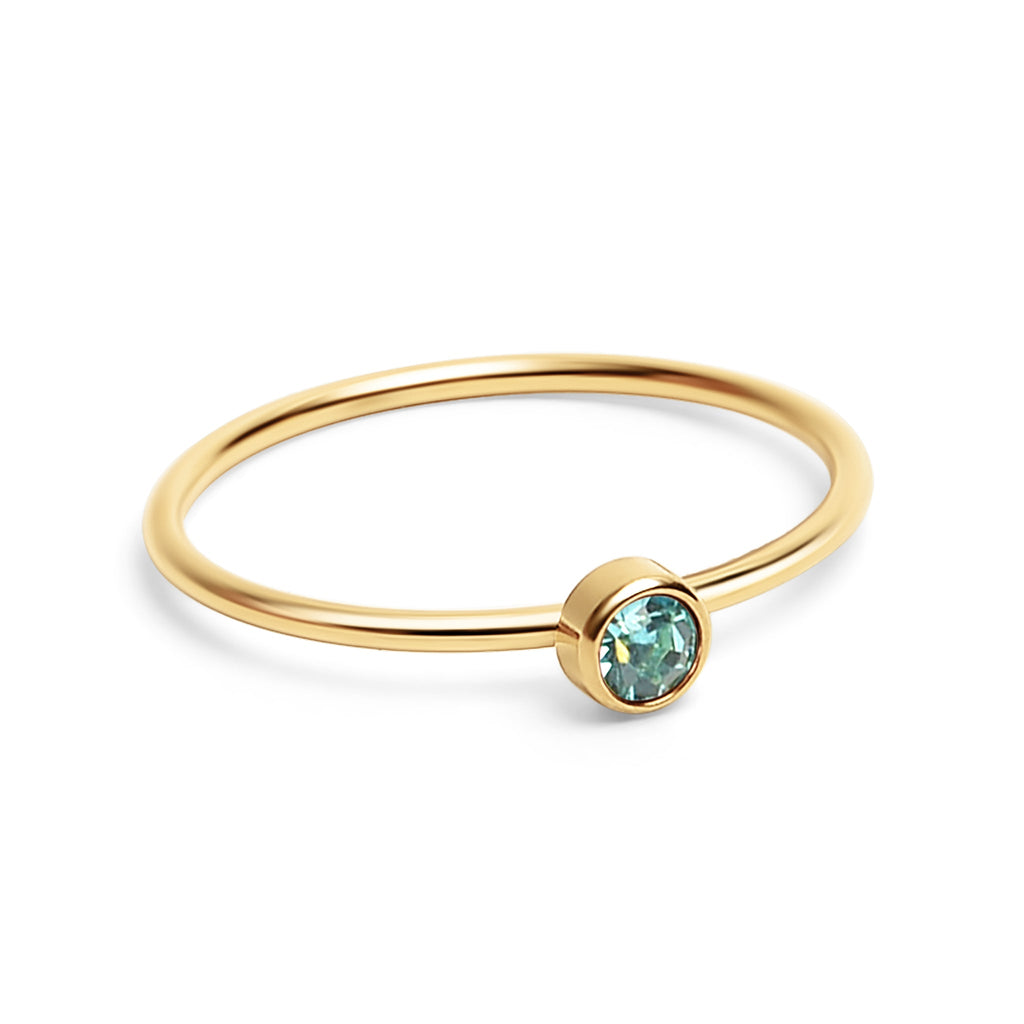 Birthstone Stacking Ring – 18K Gold PVD Stainless Steel | Hypoallergenic Daily Wear