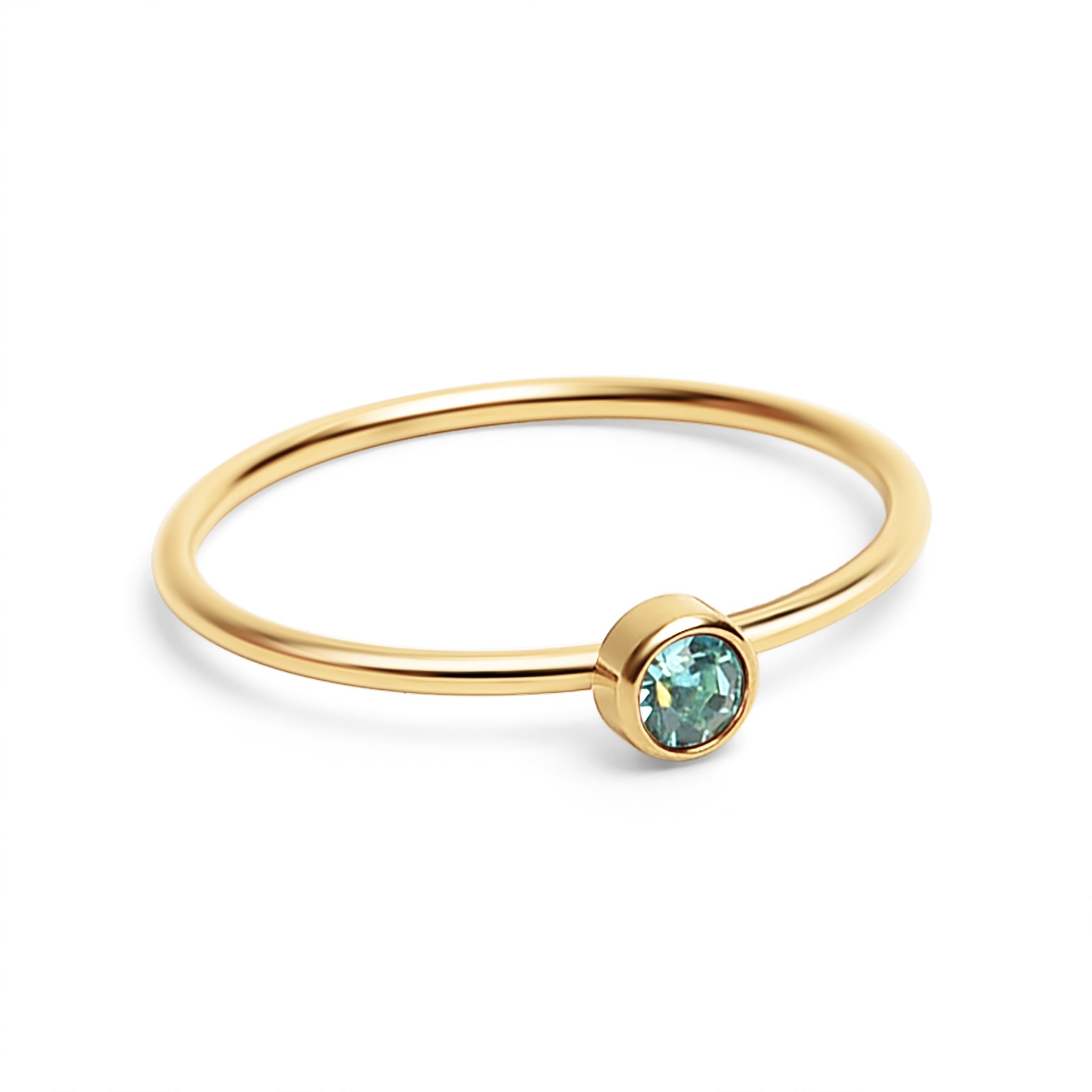 Birthstone Stacking Ring – 18K Gold PVD Stainless Steel | Hypoallergenic Daily Wear