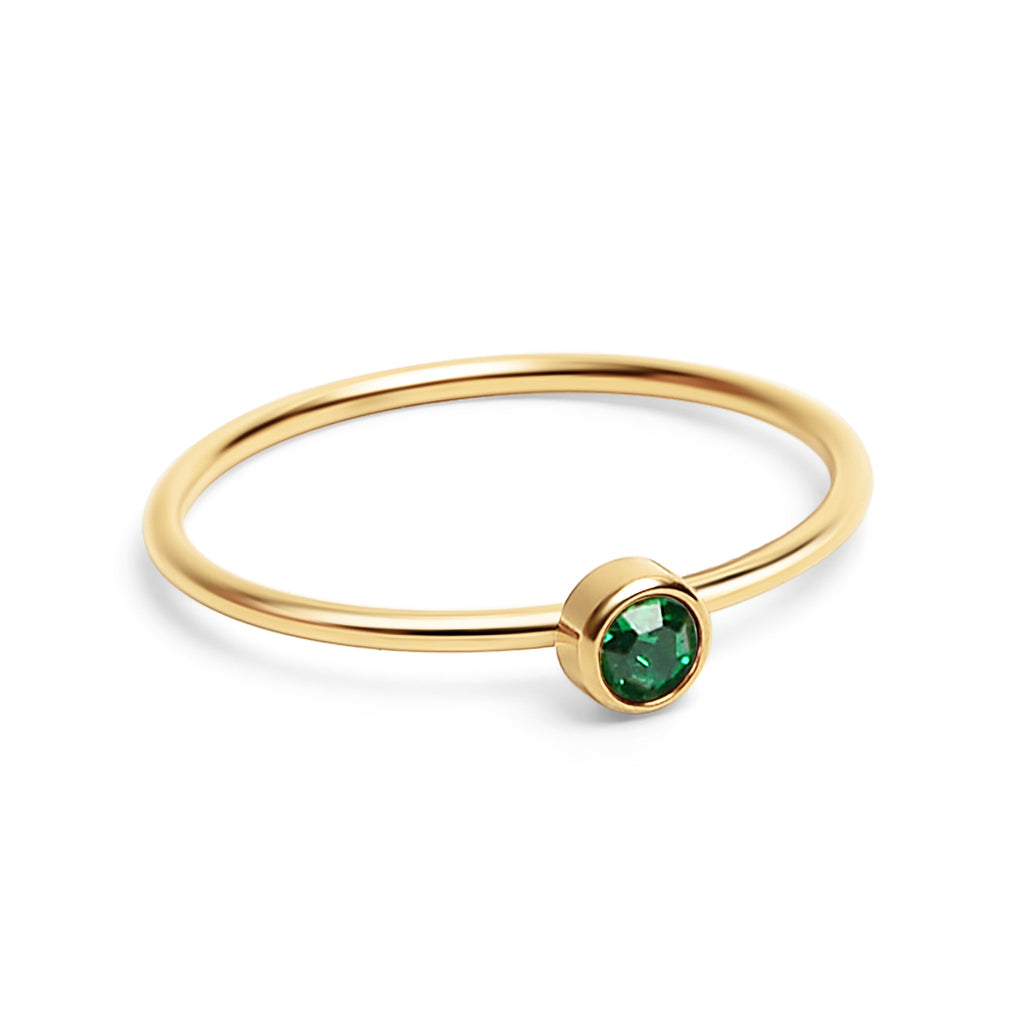 Birthstone Stacking Ring – 18K Gold PVD Stainless Steel | Hypoallergenic Daily Wear