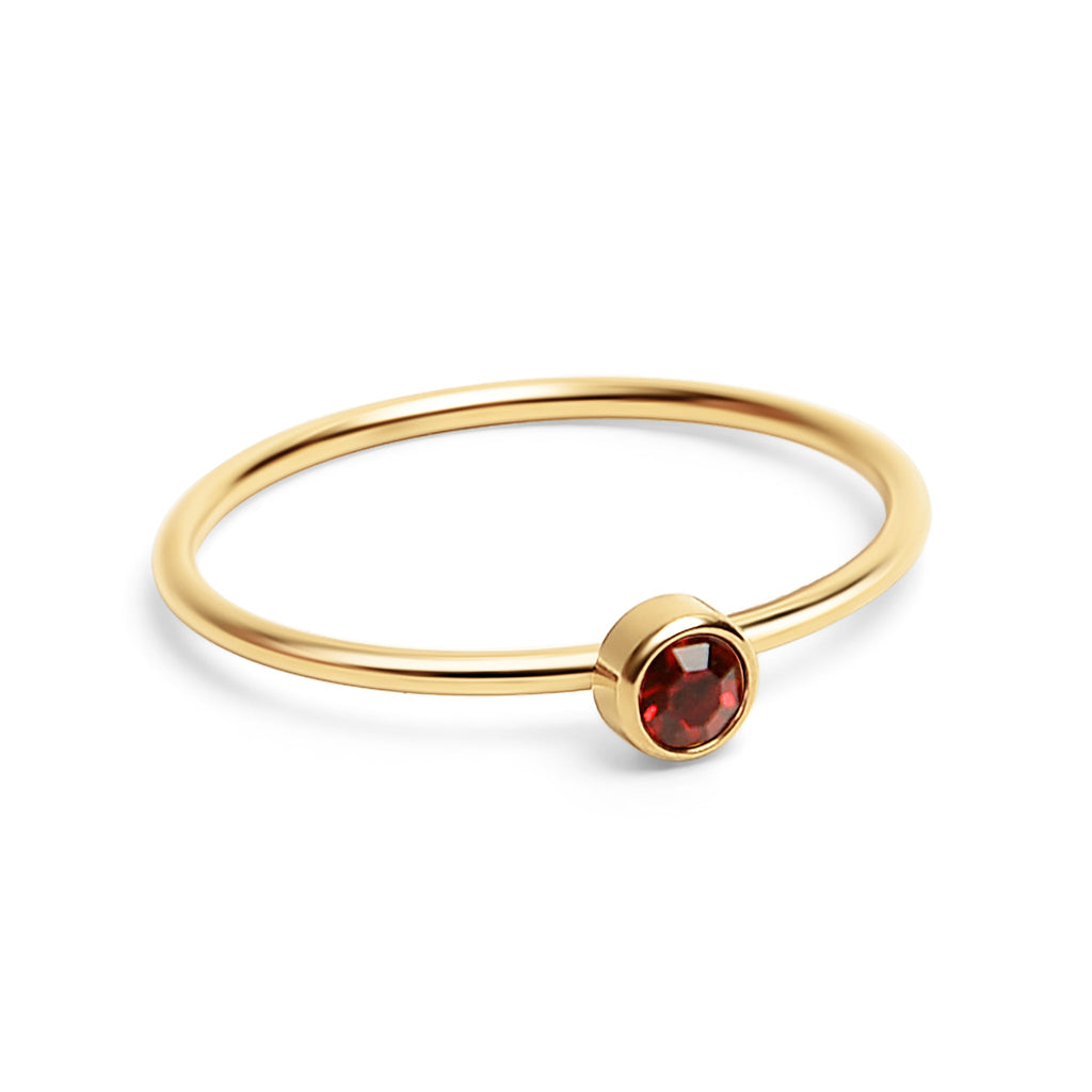 Birthstone Stacking Ring – 18K Gold PVD Stainless Steel | Hypoallergenic Daily Wear