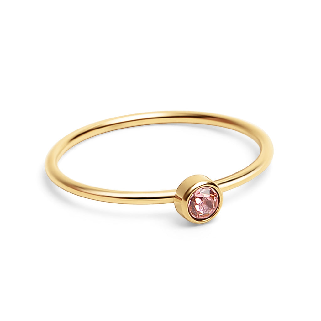 Birthstone Stacking Ring – 18K Gold PVD Stainless Steel | Hypoallergenic Daily Wear
