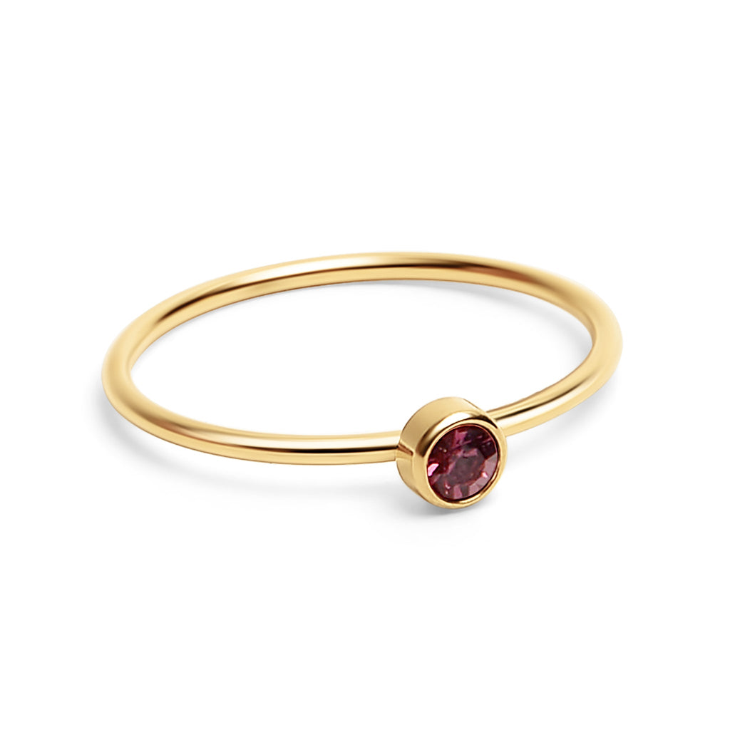 Birthstone Stacking Ring – 18K Gold PVD Stainless Steel | Hypoallergenic Daily Wear
