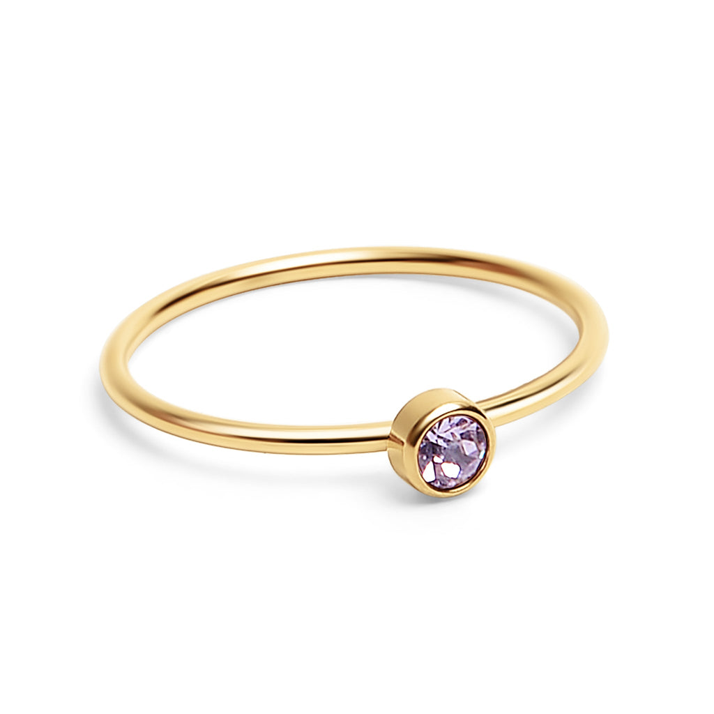 Birthstone Stacking Ring – 18K Gold PVD Stainless Steel | Hypoallergenic Daily Wear