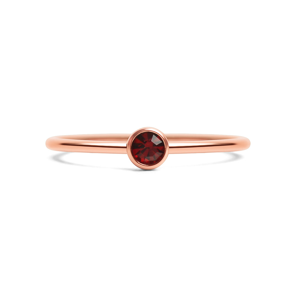 Rose Gold Stacking Ring – 18k PVD Coated Stainless Steel Birthstone Band