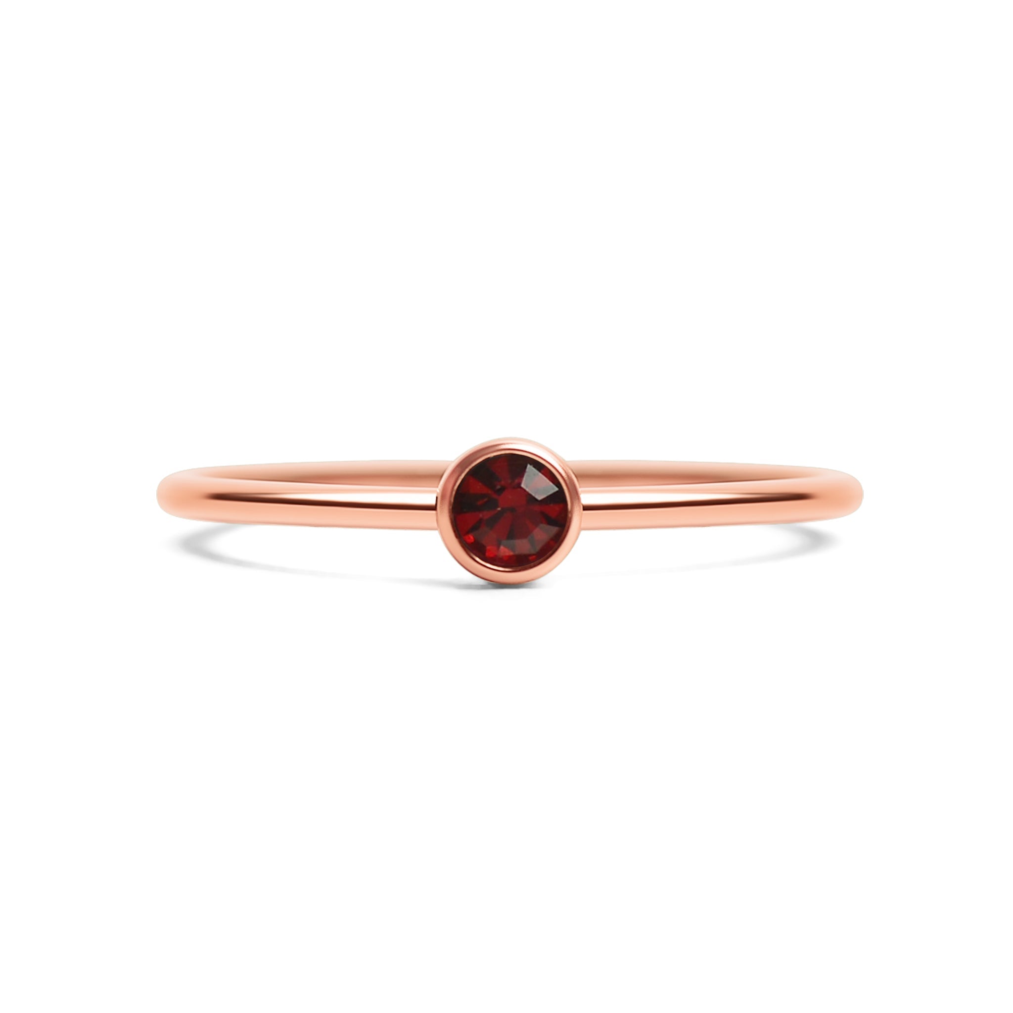 Rose Gold Stacking Ring – 18k PVD Coated Stainless Steel Birthstone Band