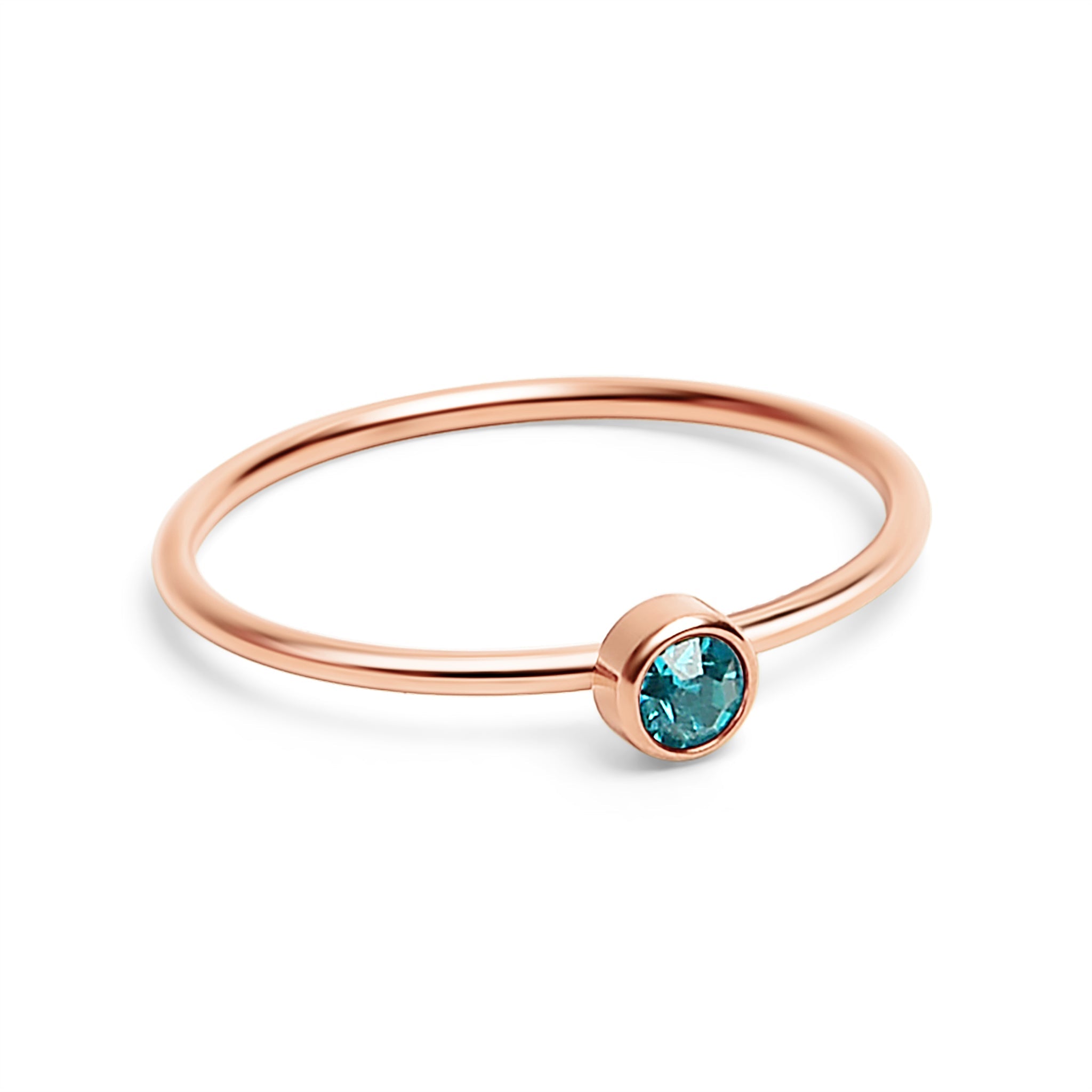 Rose Gold Stacking Ring – 18k PVD Coated Stainless Steel Birthstone Band