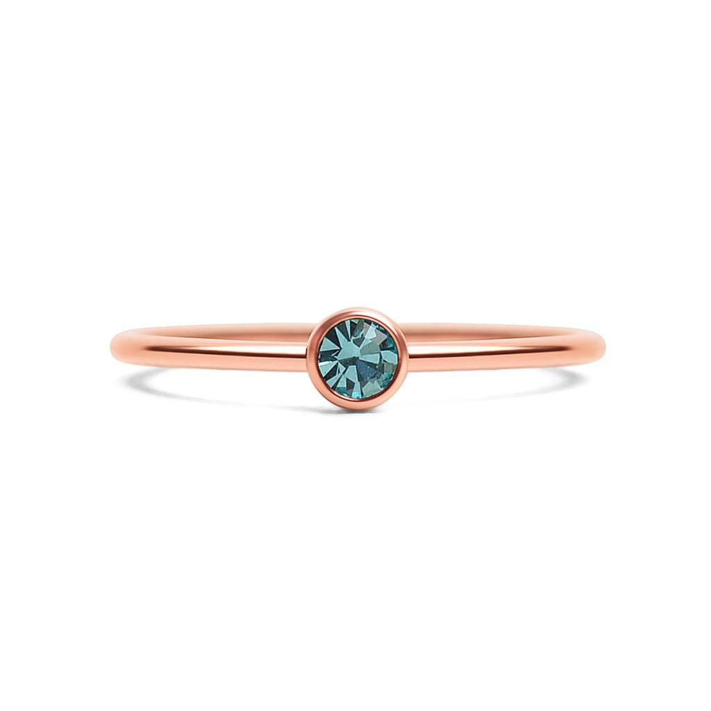 Rose Gold Stacking Ring – 18k PVD Coated Stainless Steel Birthstone Band