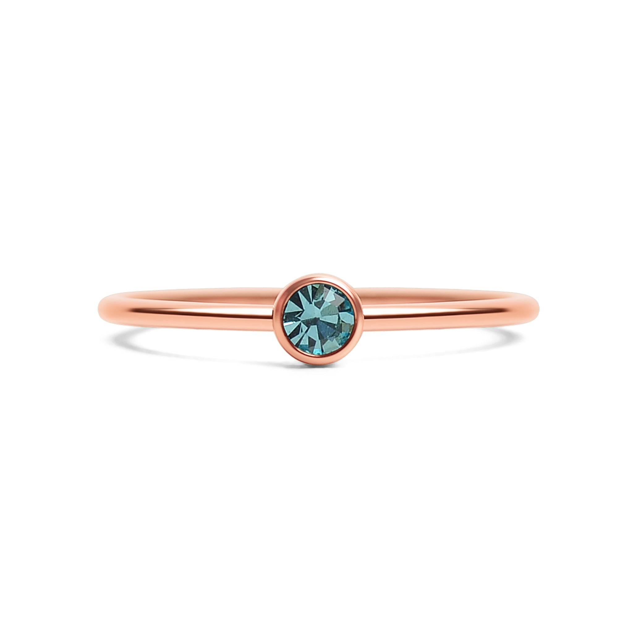 Rose Gold Stacking Ring – 18k PVD Coated Stainless Steel Birthstone Band