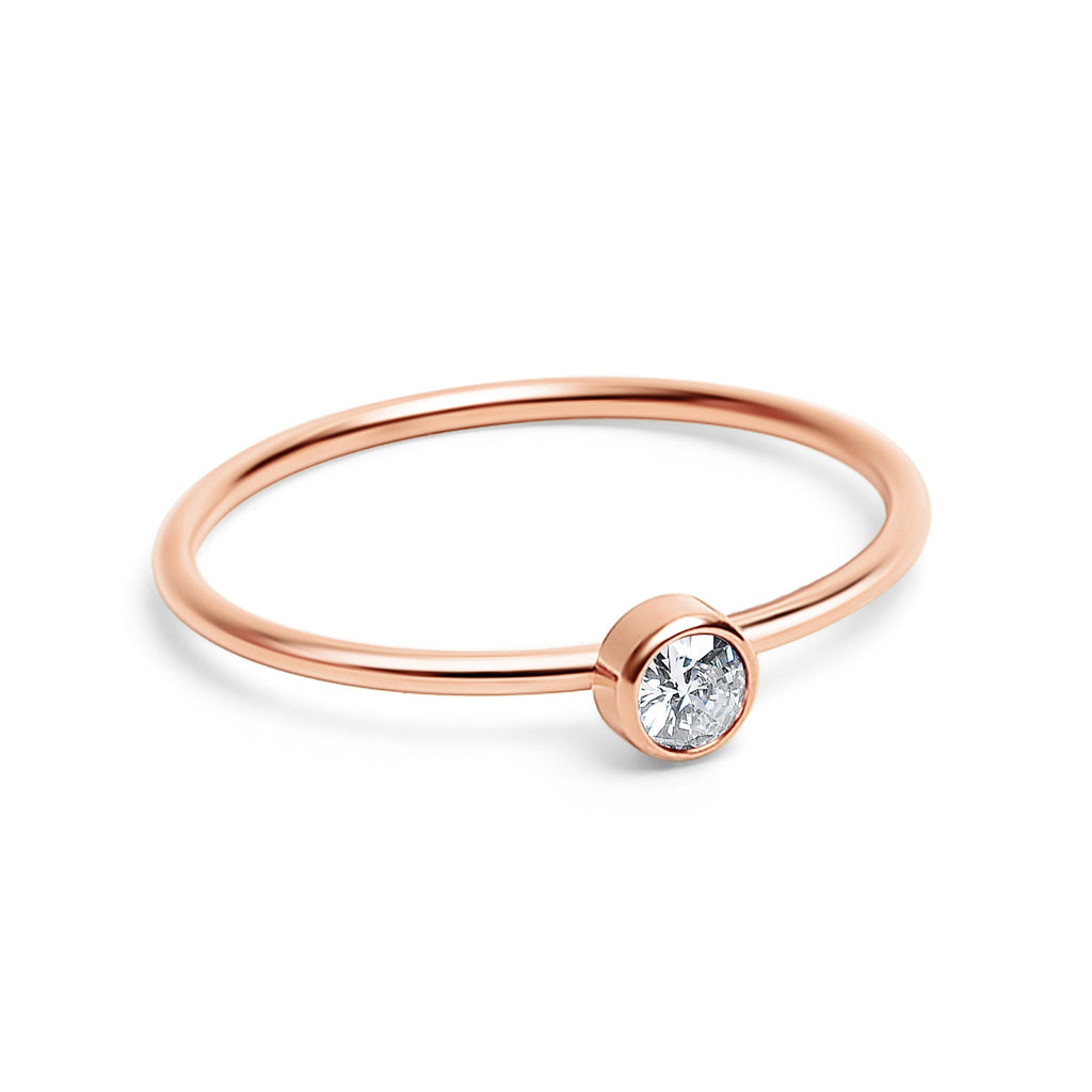 Rose Gold Stacking Ring – 18k PVD Coated Stainless Steel Birthstone Band