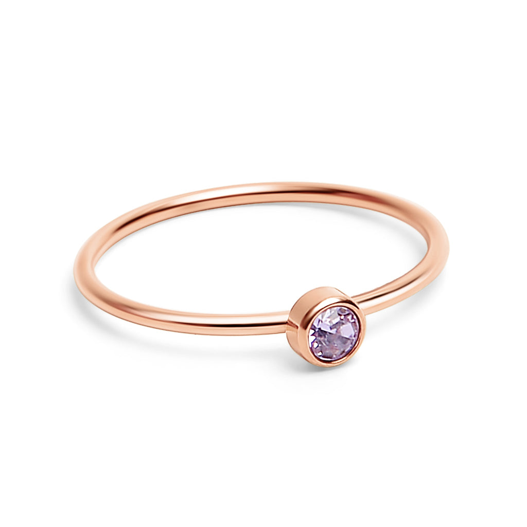 Rose Gold Stacking Ring – 18k PVD Coated Stainless Steel Birthstone Band