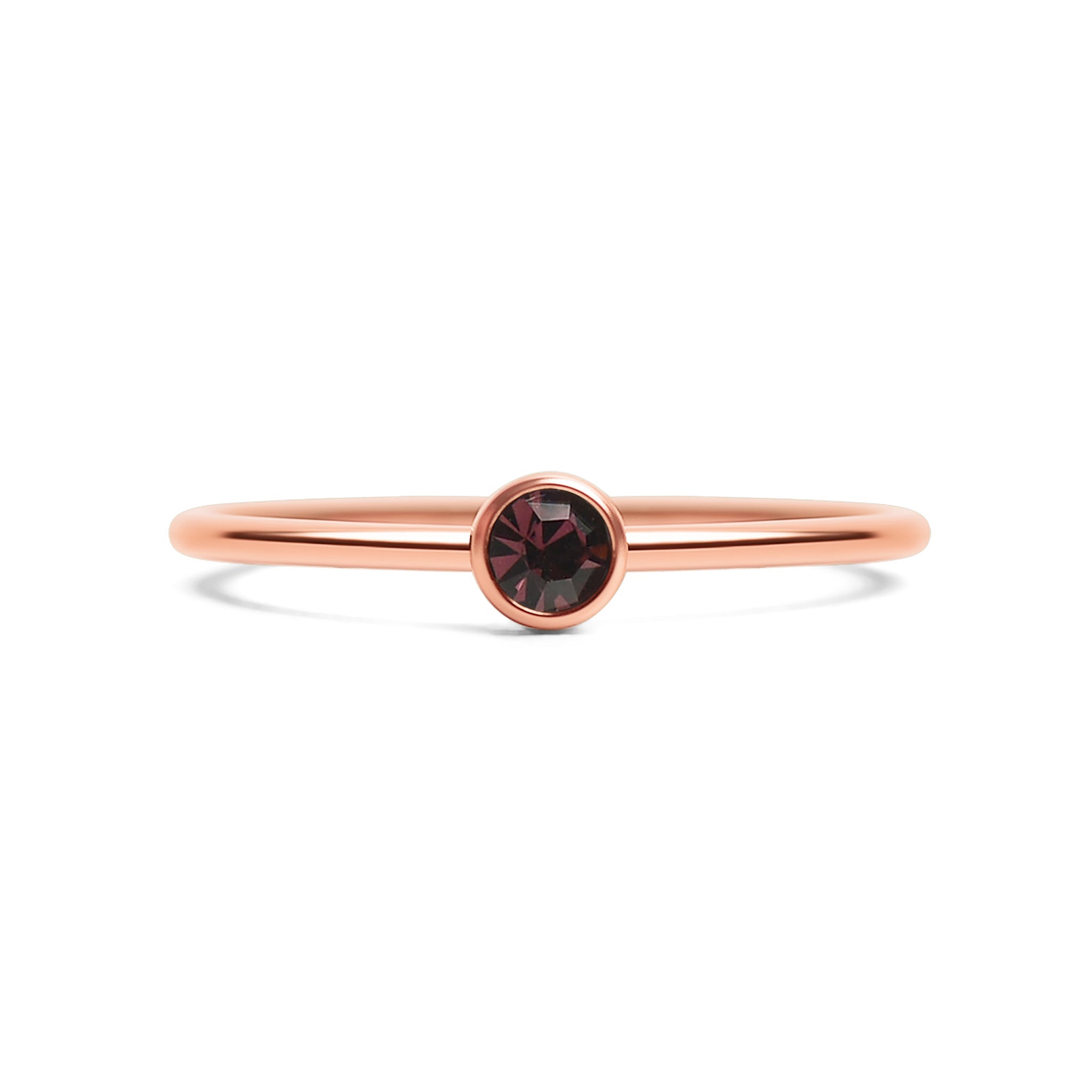 Rose Gold Stacking Ring – 18k PVD Coated Stainless Steel Birthstone Band