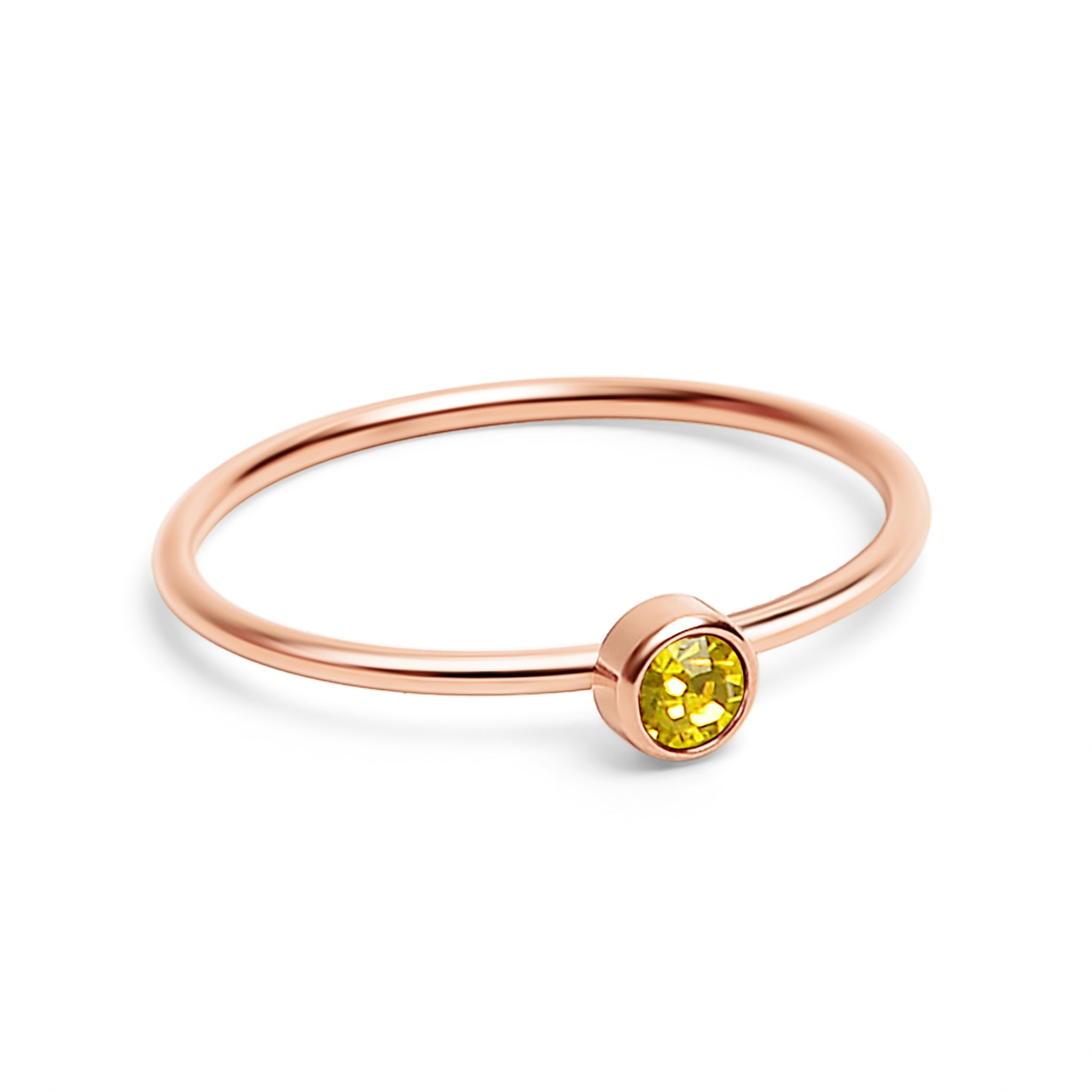 Rose Gold Stacking Ring – 18k PVD Coated Stainless Steel Birthstone Band