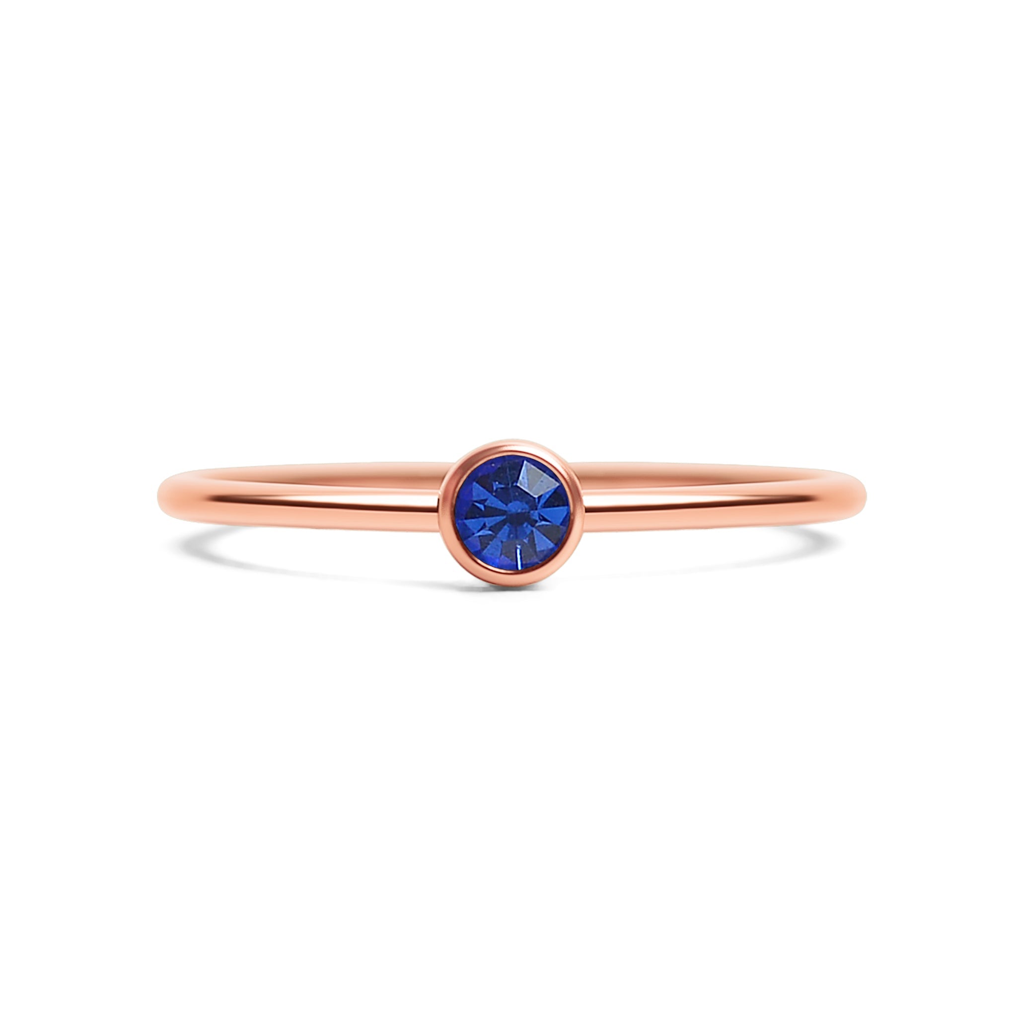Rose Gold Stacking Ring – 18k PVD Coated Stainless Steel Birthstone Band