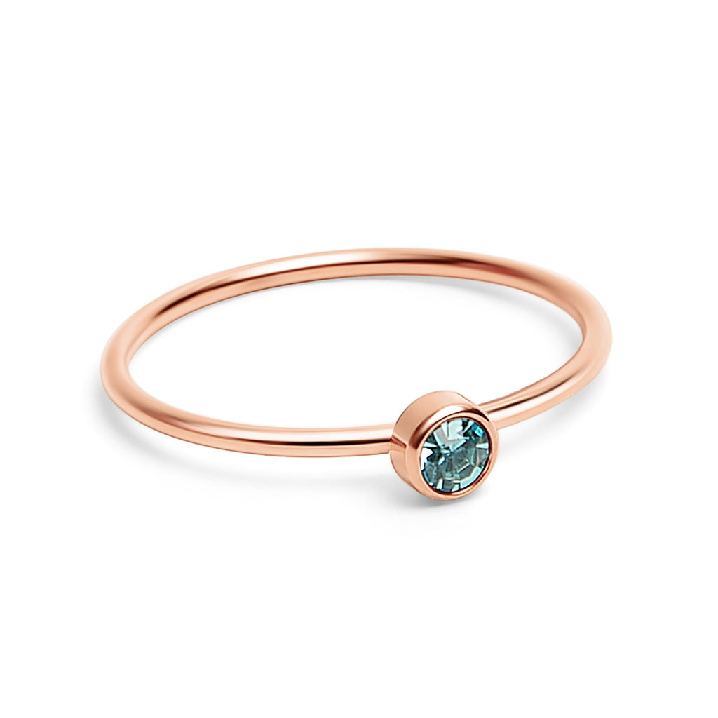 Rose Gold Stacking Ring – 18k PVD Coated Stainless Steel Birthstone Band