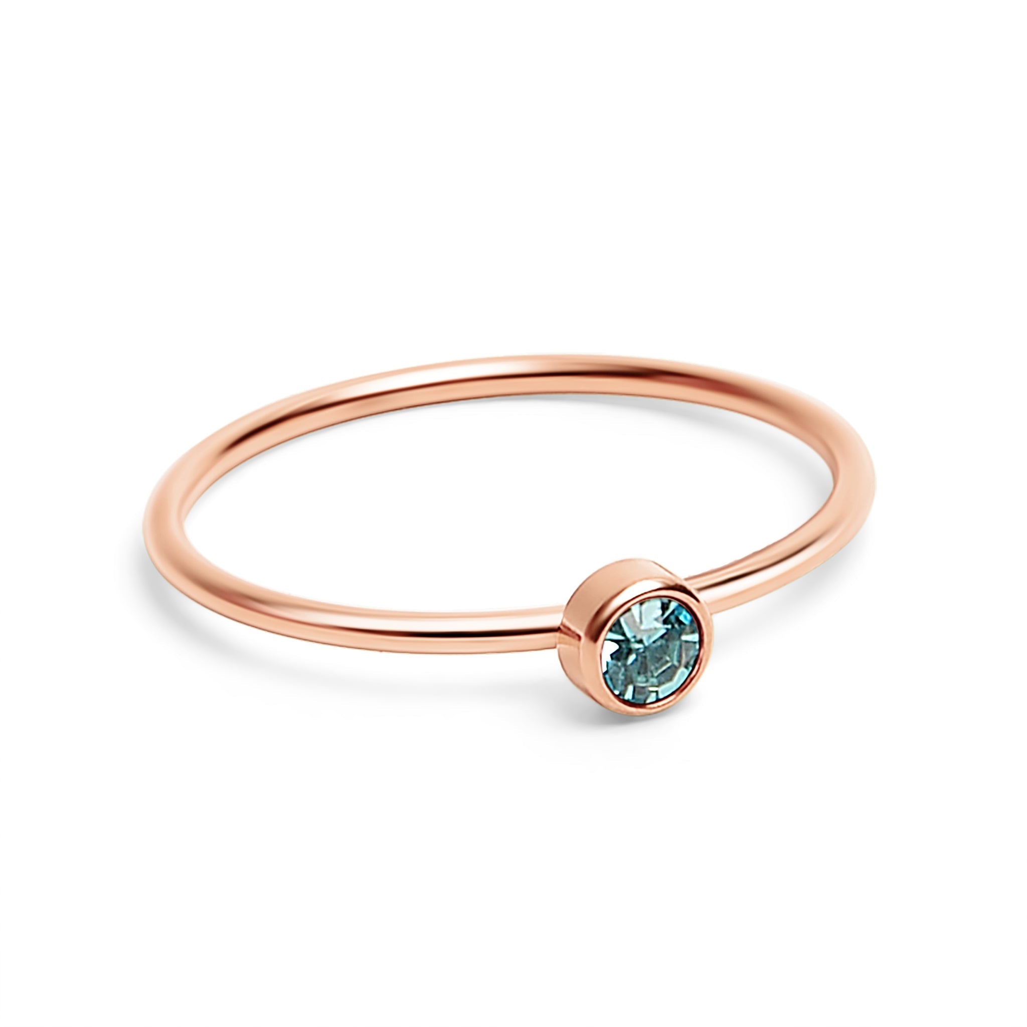 Rose Gold Stacking Ring – 18k PVD Coated Stainless Steel Birthstone Band