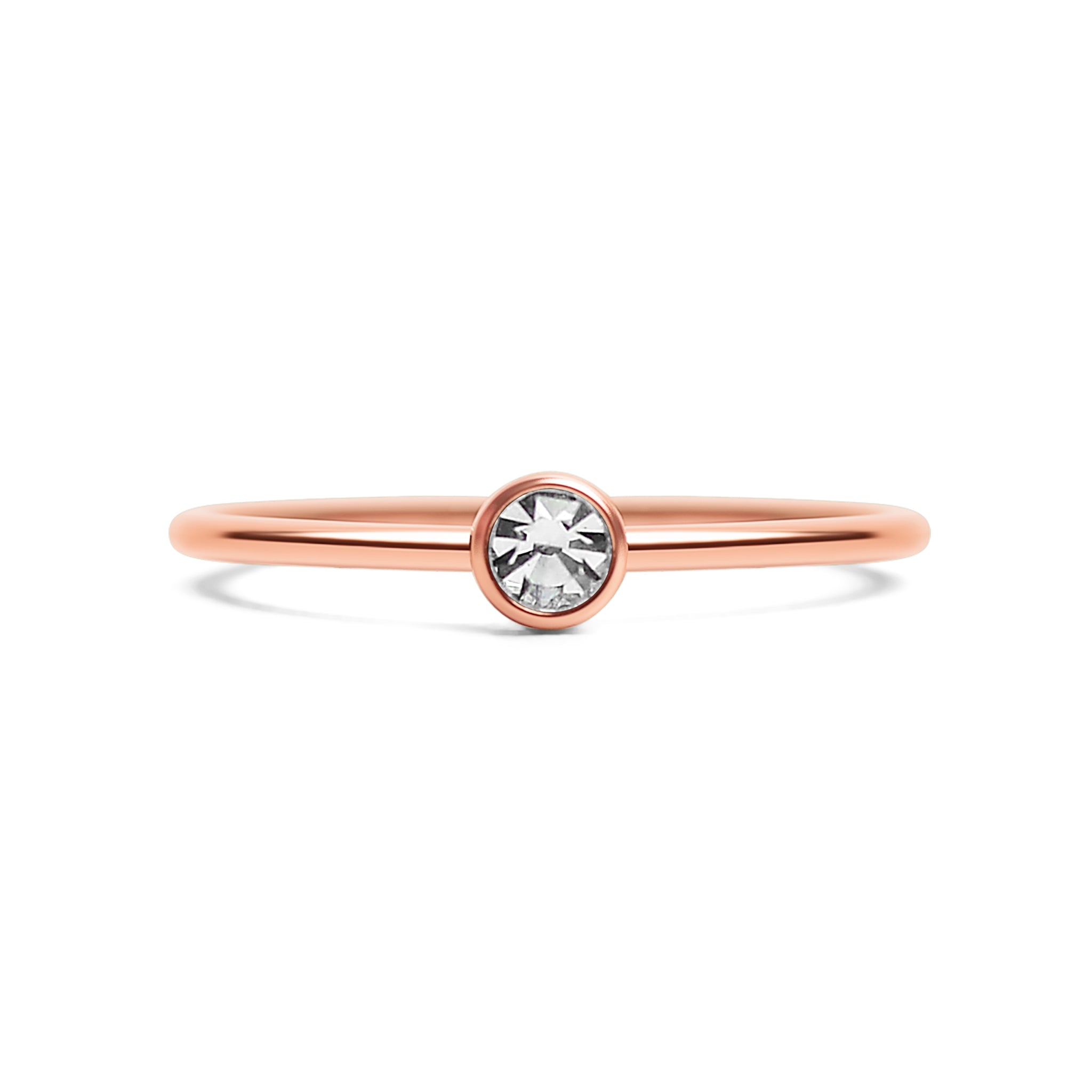 Rose Gold Stacking Ring – 18k PVD Coated Stainless Steel Birthstone Band