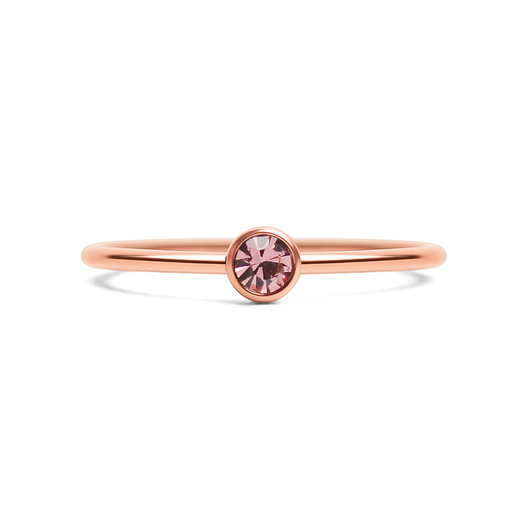 Rose Gold Stacking Ring – 18k PVD Coated Stainless Steel Birthstone Band