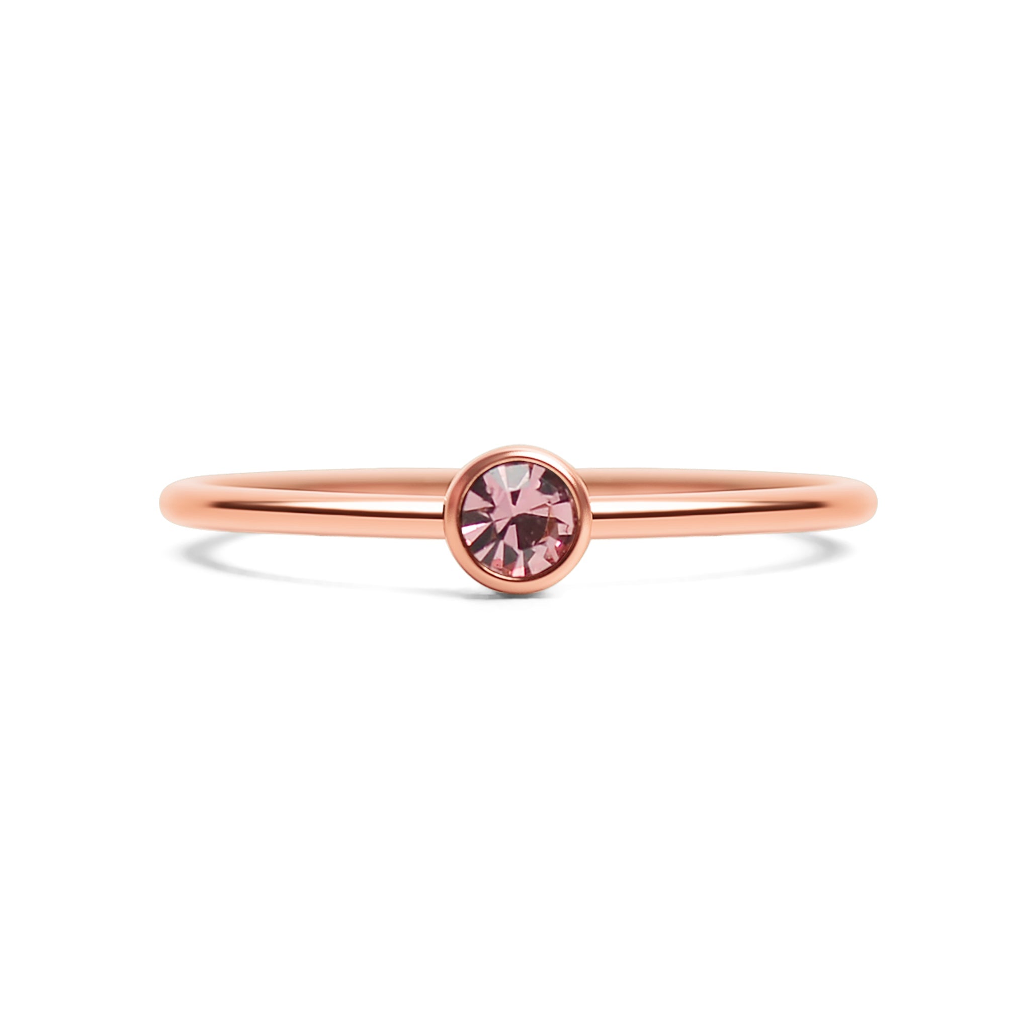 Rose Gold Stacking Ring – 18k PVD Coated Stainless Steel Birthstone Band