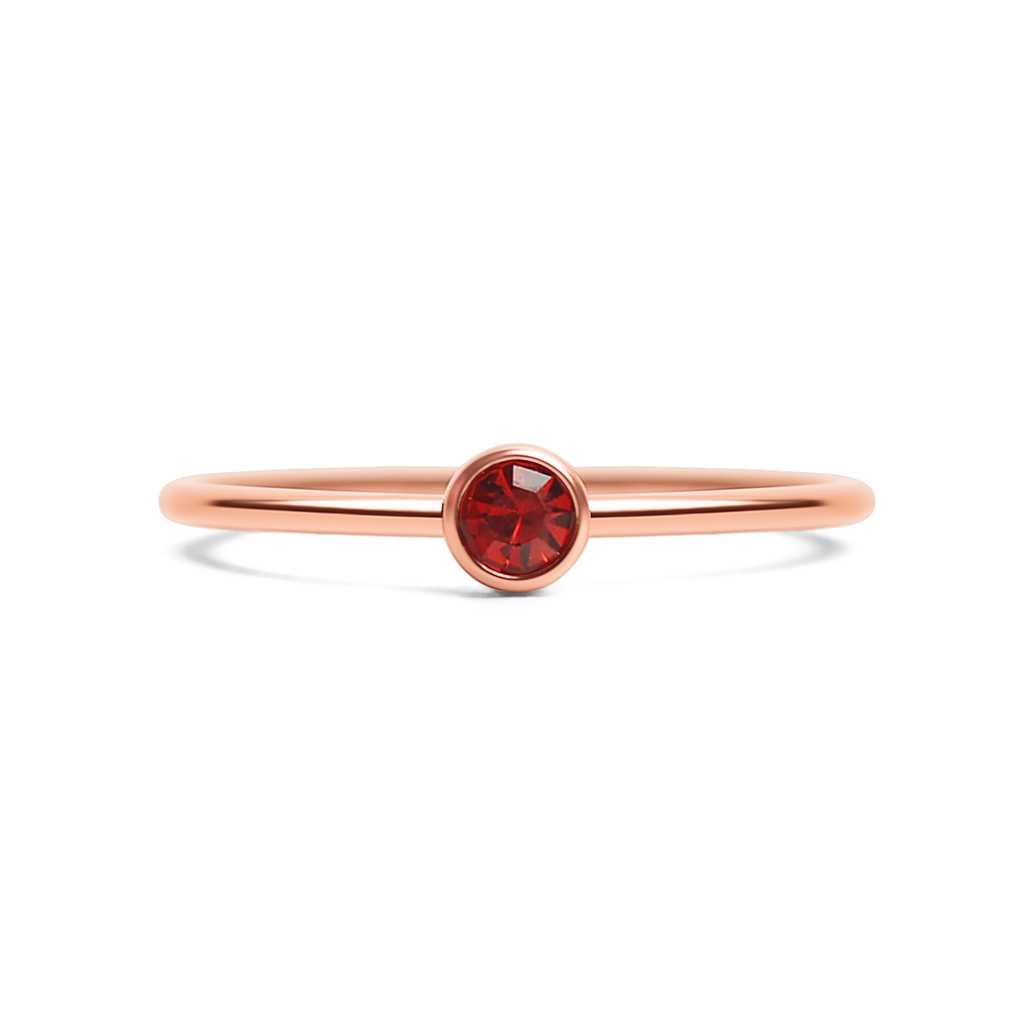 Rose Gold Stacking Ring – 18k PVD Coated Stainless Steel Birthstone Band