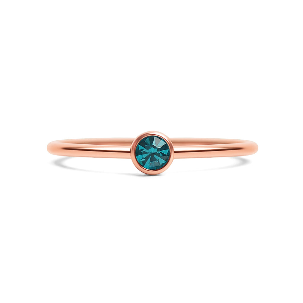 Rose Gold Stacking Ring – 18k PVD Coated Stainless Steel Birthstone Band