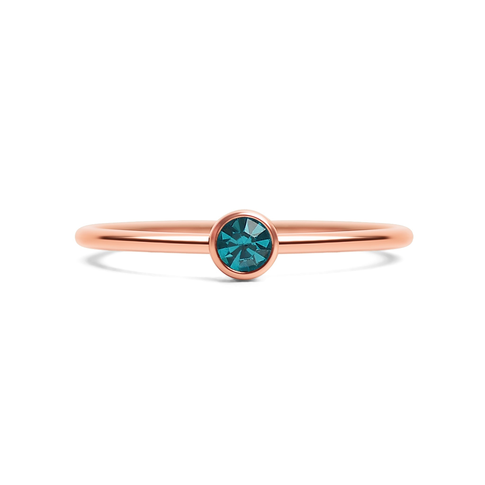 Rose Gold Stacking Ring – 18k PVD Coated Stainless Steel Birthstone Band