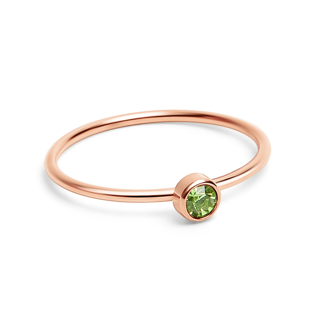 Rose Gold Stacking Ring – 18k PVD Coated Stainless Steel Birthstone Band