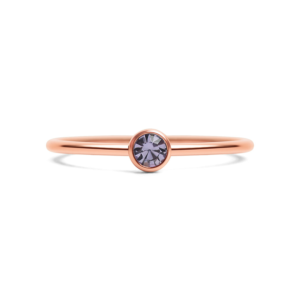 Rose Gold Stacking Ring – 18k PVD Coated Stainless Steel Birthstone Band