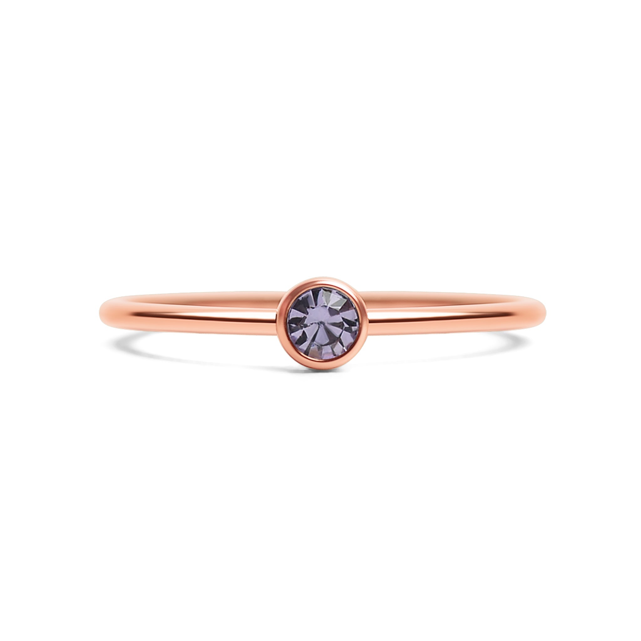 Rose Gold Stacking Ring – 18k PVD Coated Stainless Steel Birthstone Band