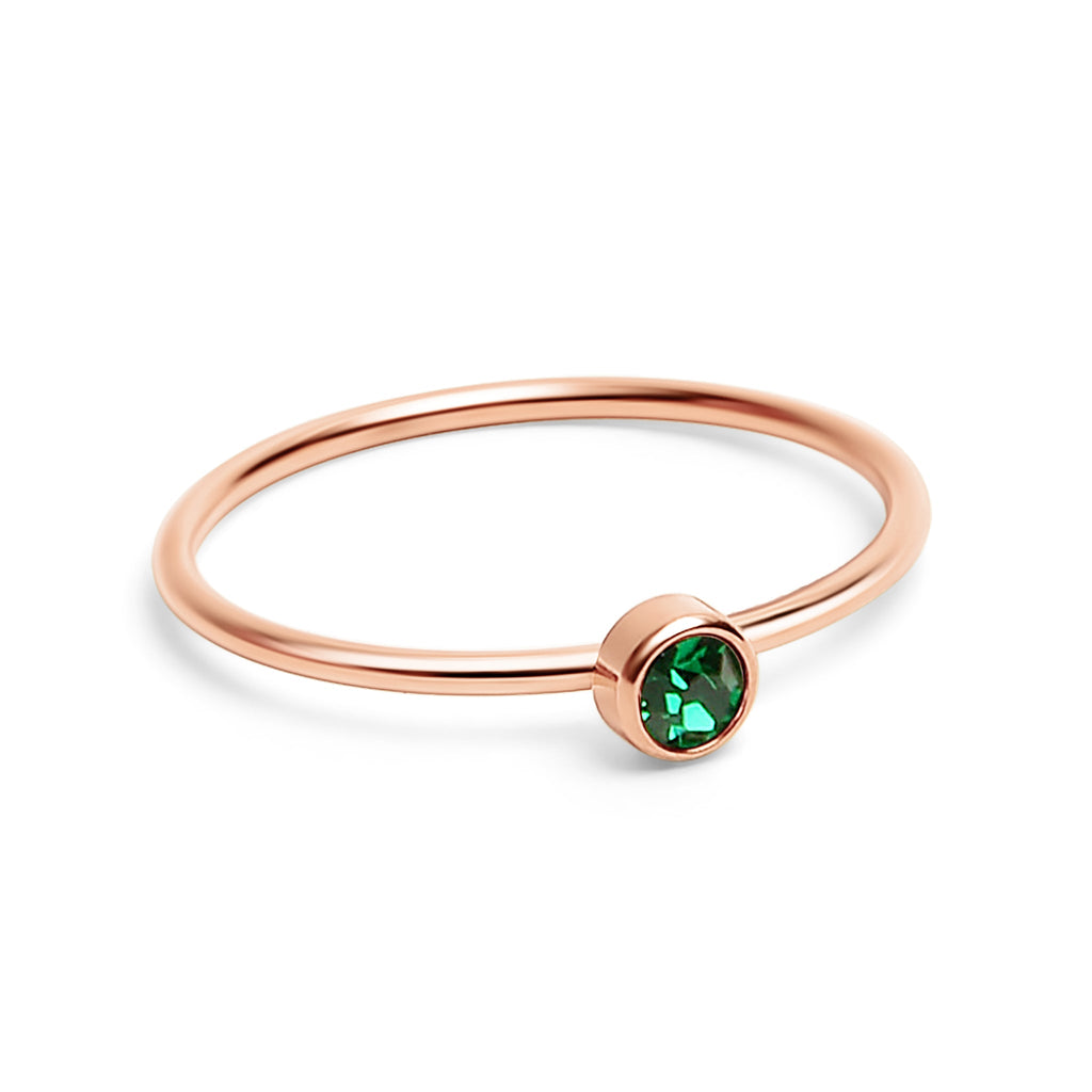 Rose Gold Stacking Ring – 18k PVD Coated Stainless Steel Birthstone Band