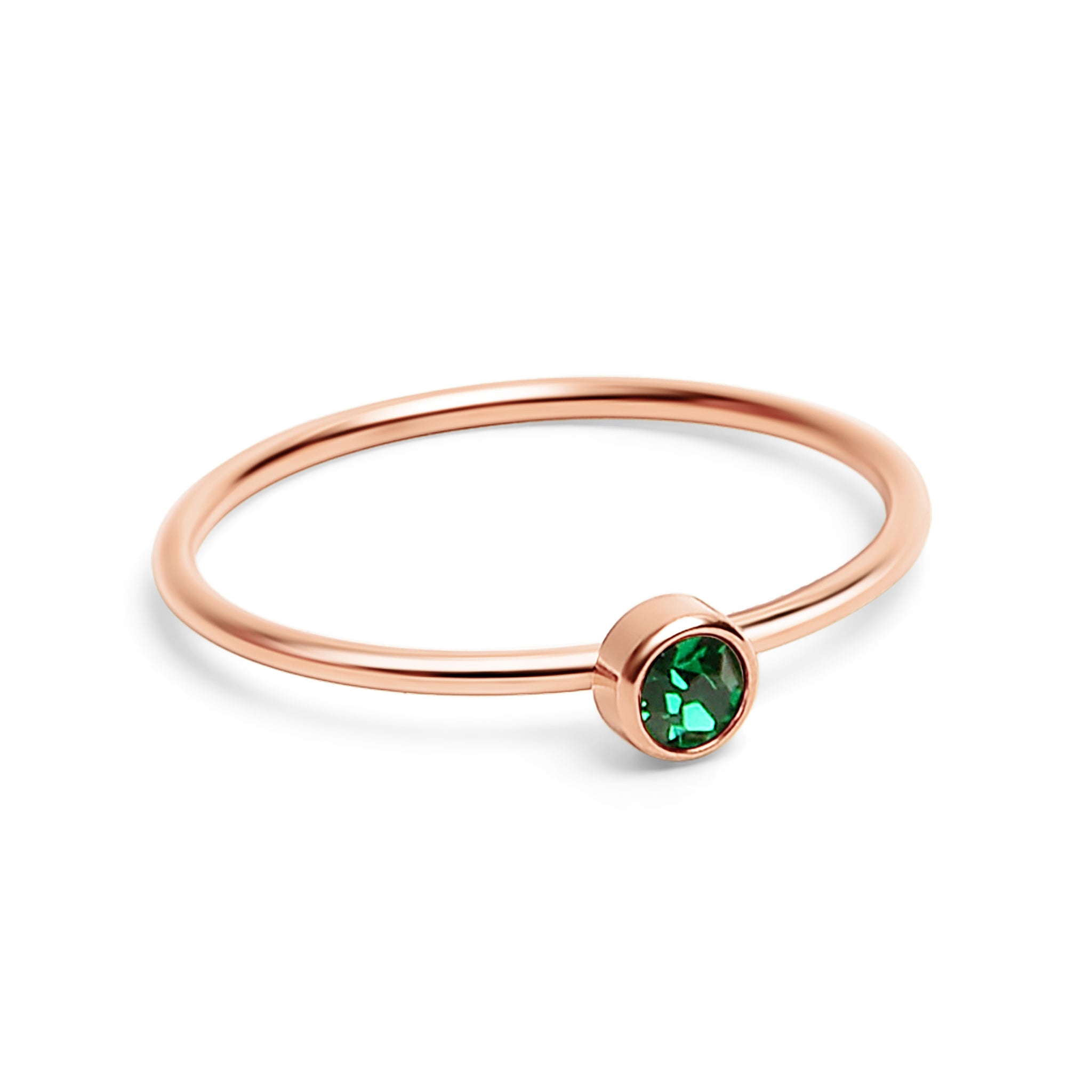 Rose Gold Stacking Ring – 18k PVD Coated Stainless Steel Birthstone Band