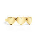 Engraved Heart Ring - 18K Gold PVD Stainless Steel Three Heart Design, Comfort Fit Band