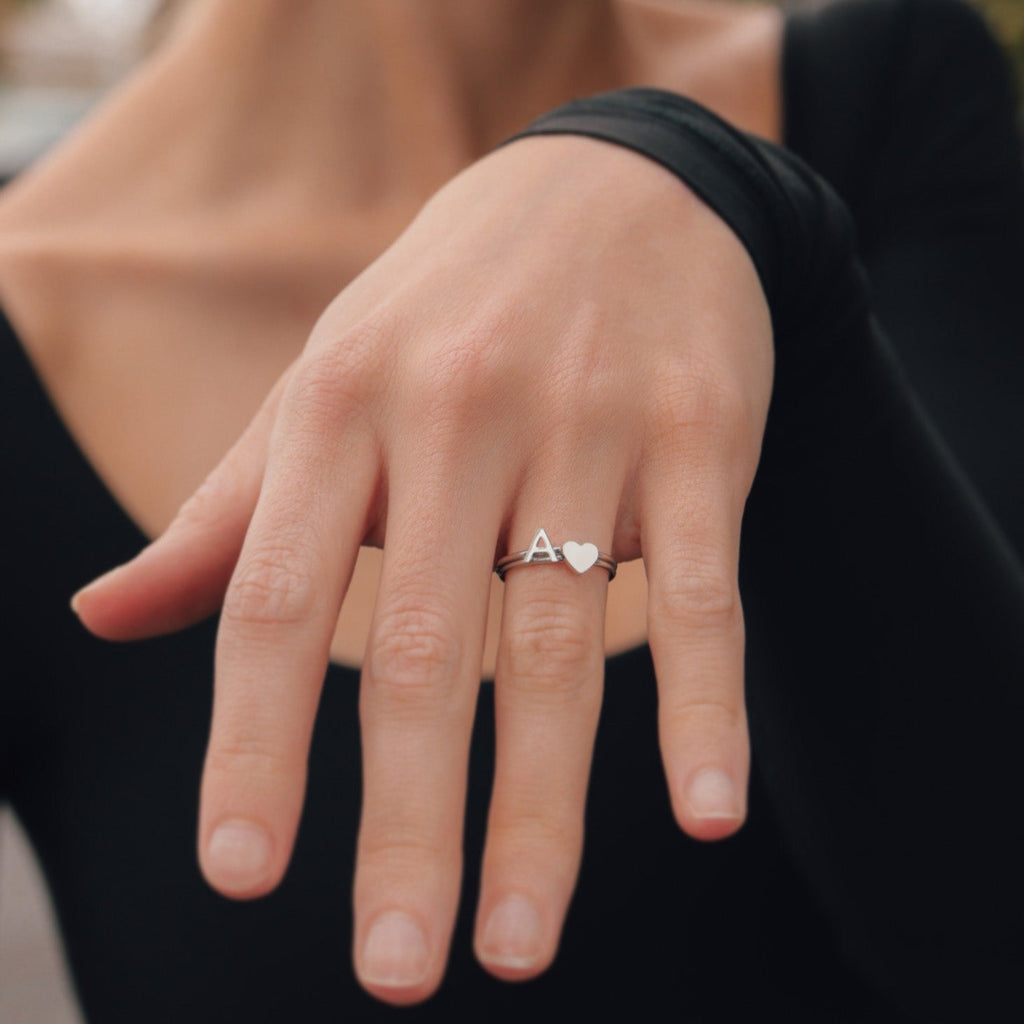 Stainless Steel Stacking Rings – Custom Initial A-M | Durable 316L Hypoallergenic Jewelry